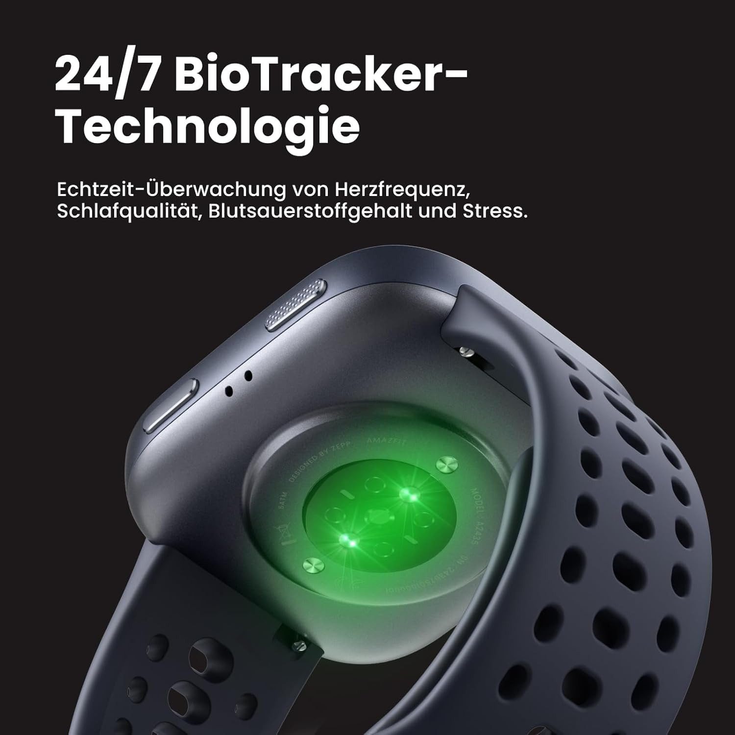 Amazfit Damen"s Herren"s GPS Uhr; mit 14 Tage Akku & AMOLED Display Smartwatch (5 cm/1,97 Zoll, Android/iOS), Bluetooth Anruf, 140+ Sportmodi, 5 ATM Wasserdicht mit KI Coaching