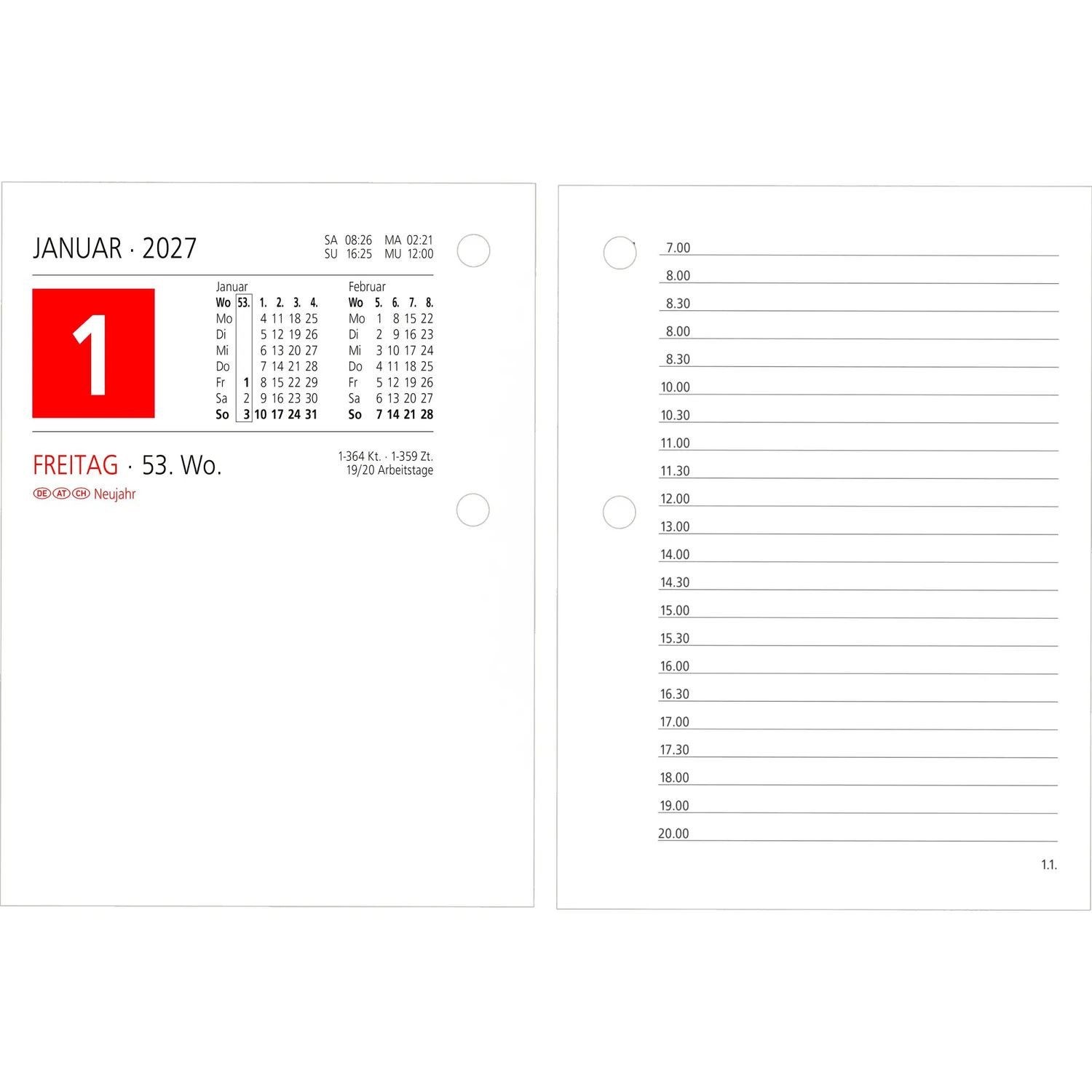 Schreibtischkalender Umlegkalender 1T/2S 8x10,8 2027