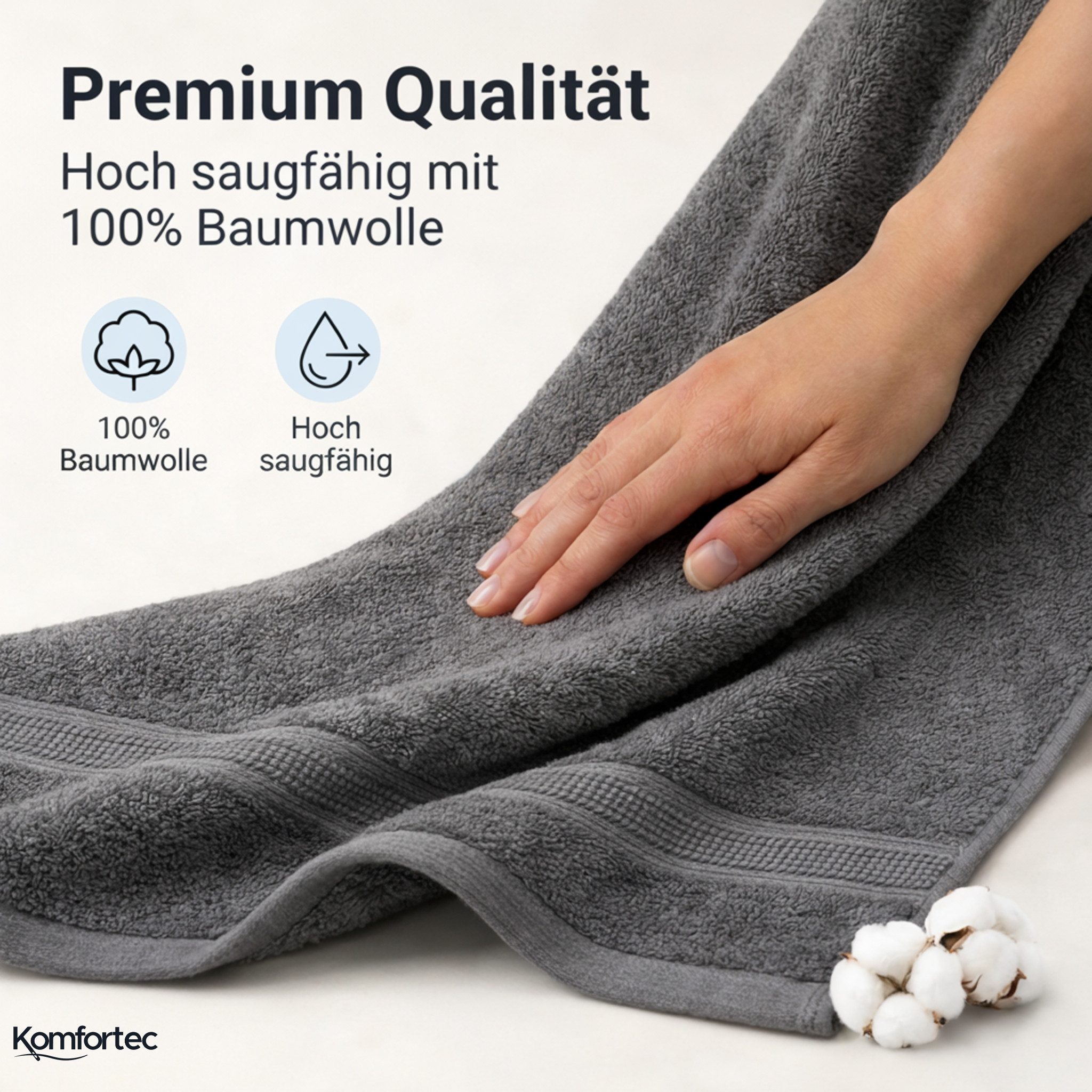 Komfortec Gästehandtücher Set aus 100% Baumwolle, (12-St) – Bild 2 von 5