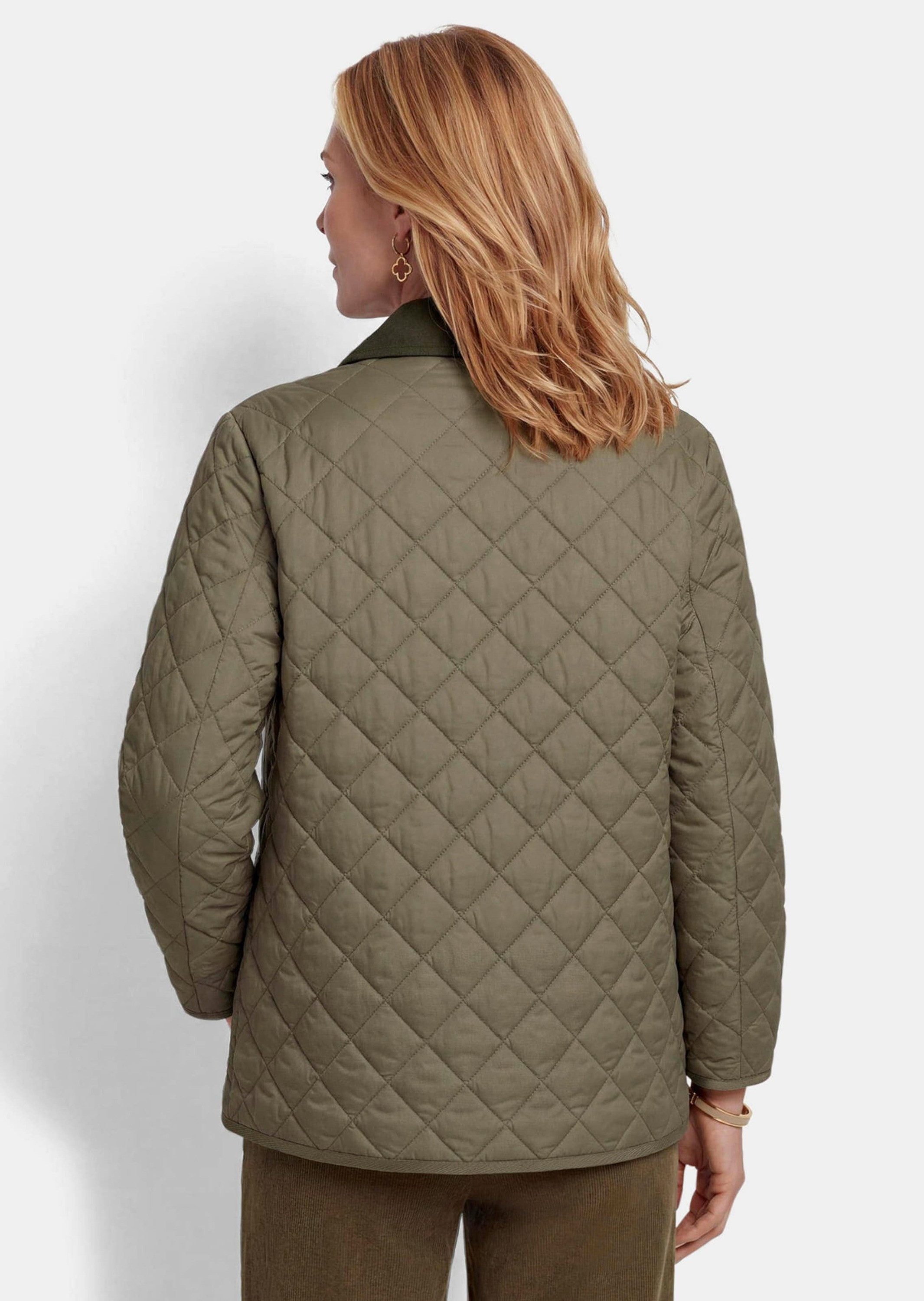 GOLDNER Outdoorjacke Steppjacke mit Hemdkragen Leicht wattierte Übergangsjacke mit Rautenmuster und Druckknöpfen