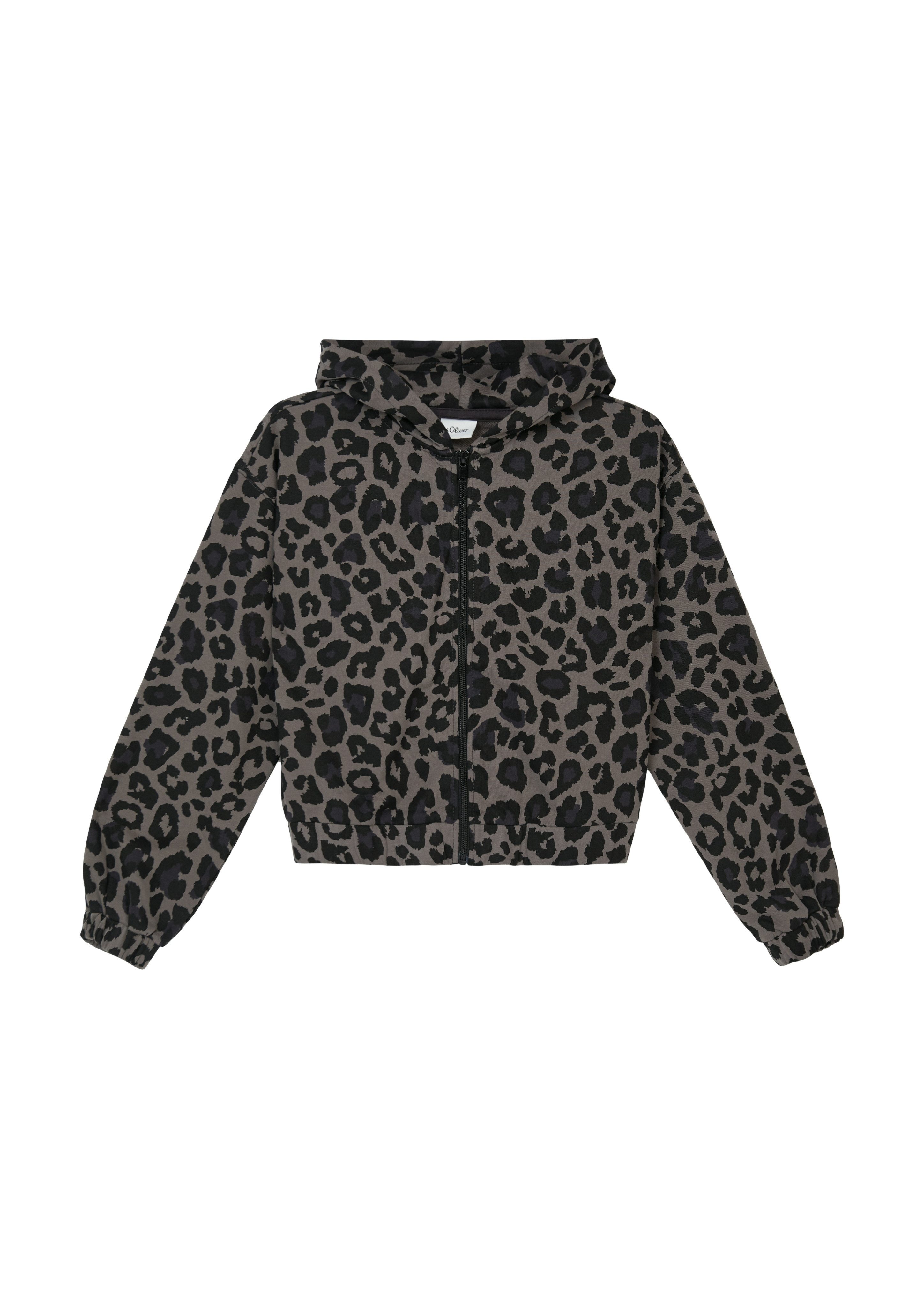 s.Oliver Junior Kapuzensweatshirt mit Animal-Print, kurz geschnitten