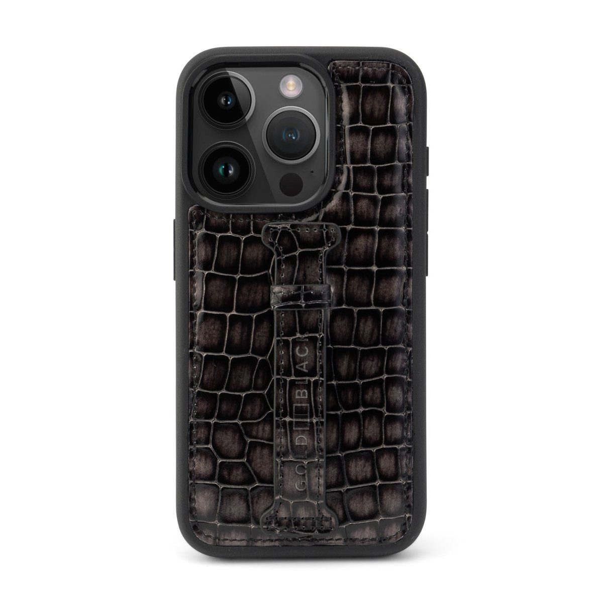 GOLDBLACK Handyhülle GOLDBLACK iPhone 15 Pro Lederhülle Milano-Design grau mit