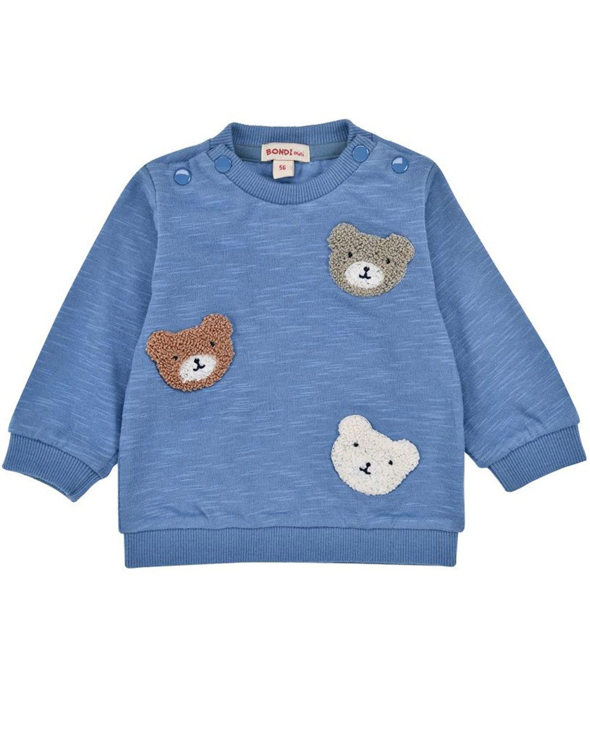 BONDI T-Shirt Baby Jungen Langarmshirt 'Bear Club' 94030, Blau