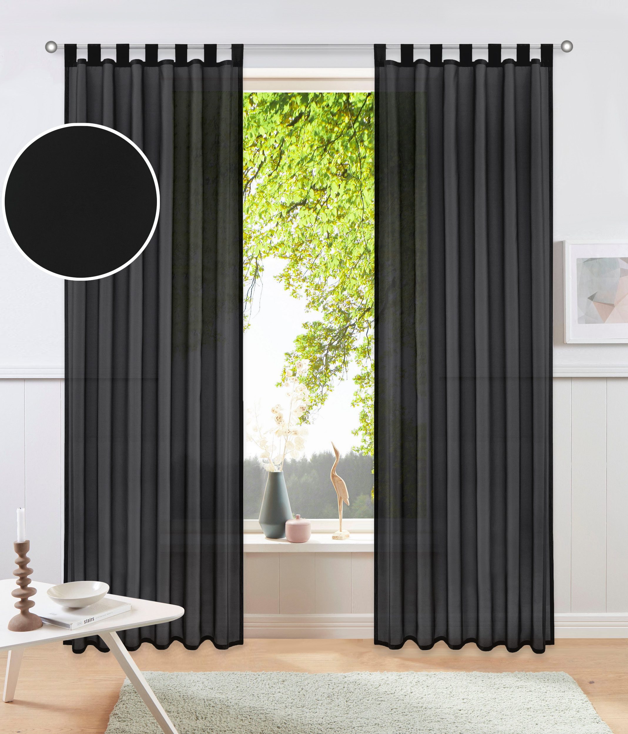 OTTO home Gardine XANA (1 St), Schlaufen, transparent, Voile, Bestseller, einfarbig, 1 Schal, pflegeleicht, preiswert!