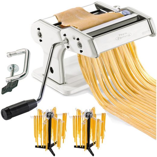 GEFU Nudelmaschine 89206 Pasta Perfetta, inkl. 2x Nudeltrockner CITARRE (28360) mit je 6 Trocken-Arme, Pasta Maschine