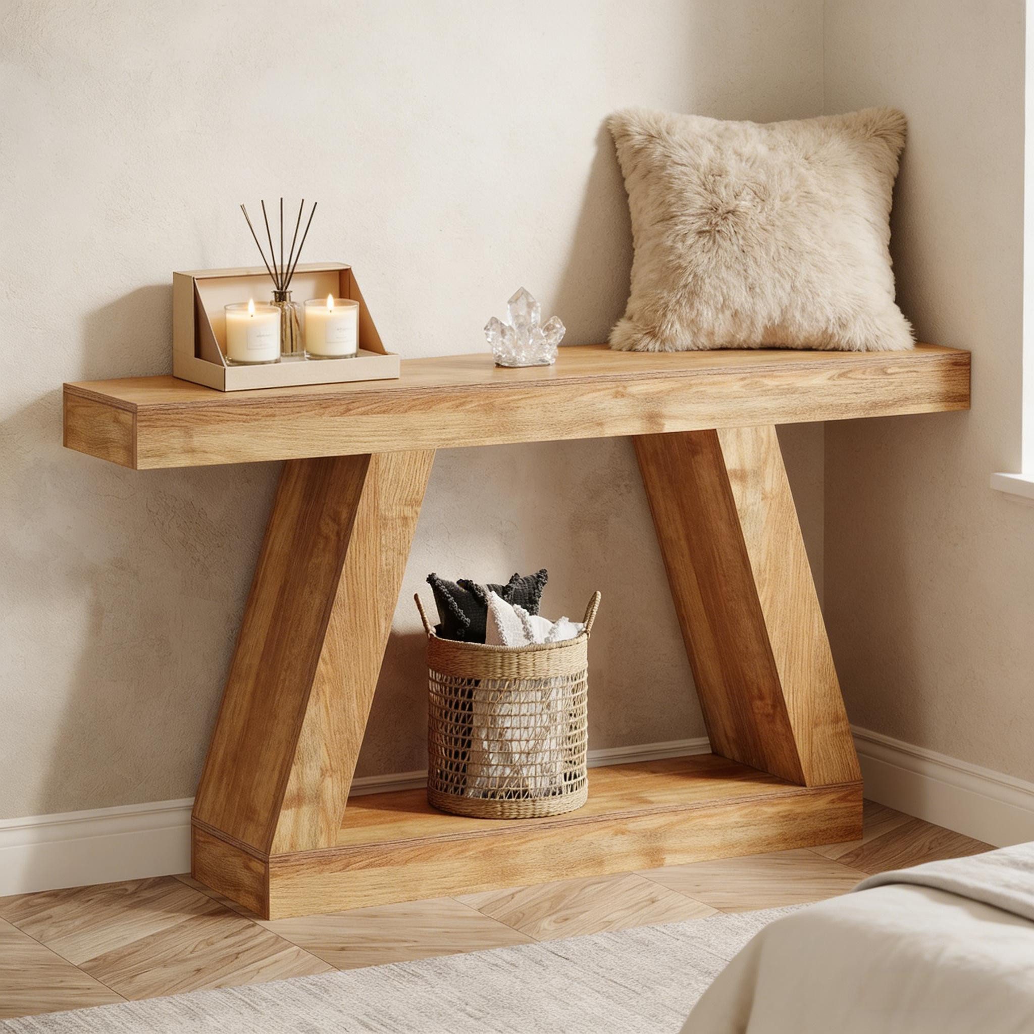 Celya Konsolentisch 140cm Sofatisch im Landhausstil mit Stauraum (140 × 30 × 80 cm, Sorglose, einfache Montage)