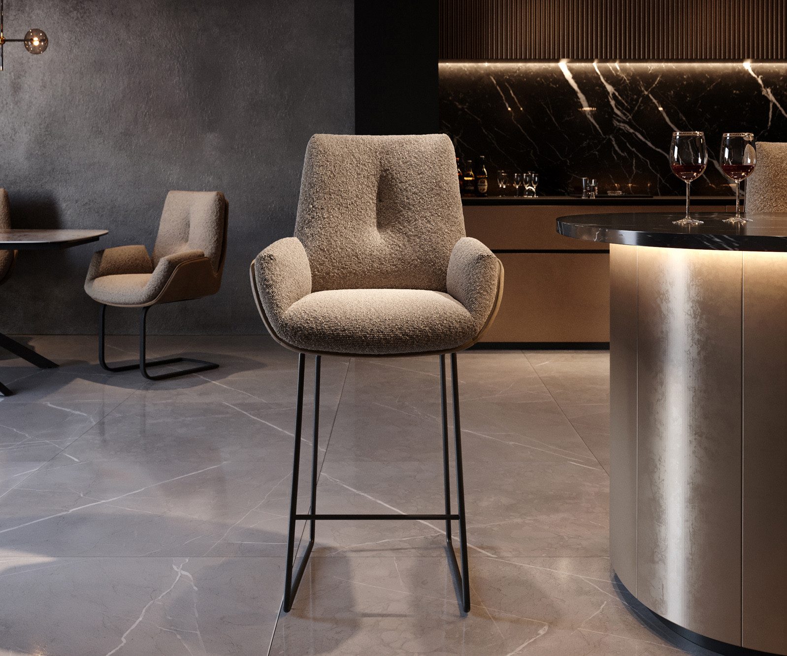 DELIFE Barhocker Clea-Flex, Kufengestell Metall Materialmix Schlamm