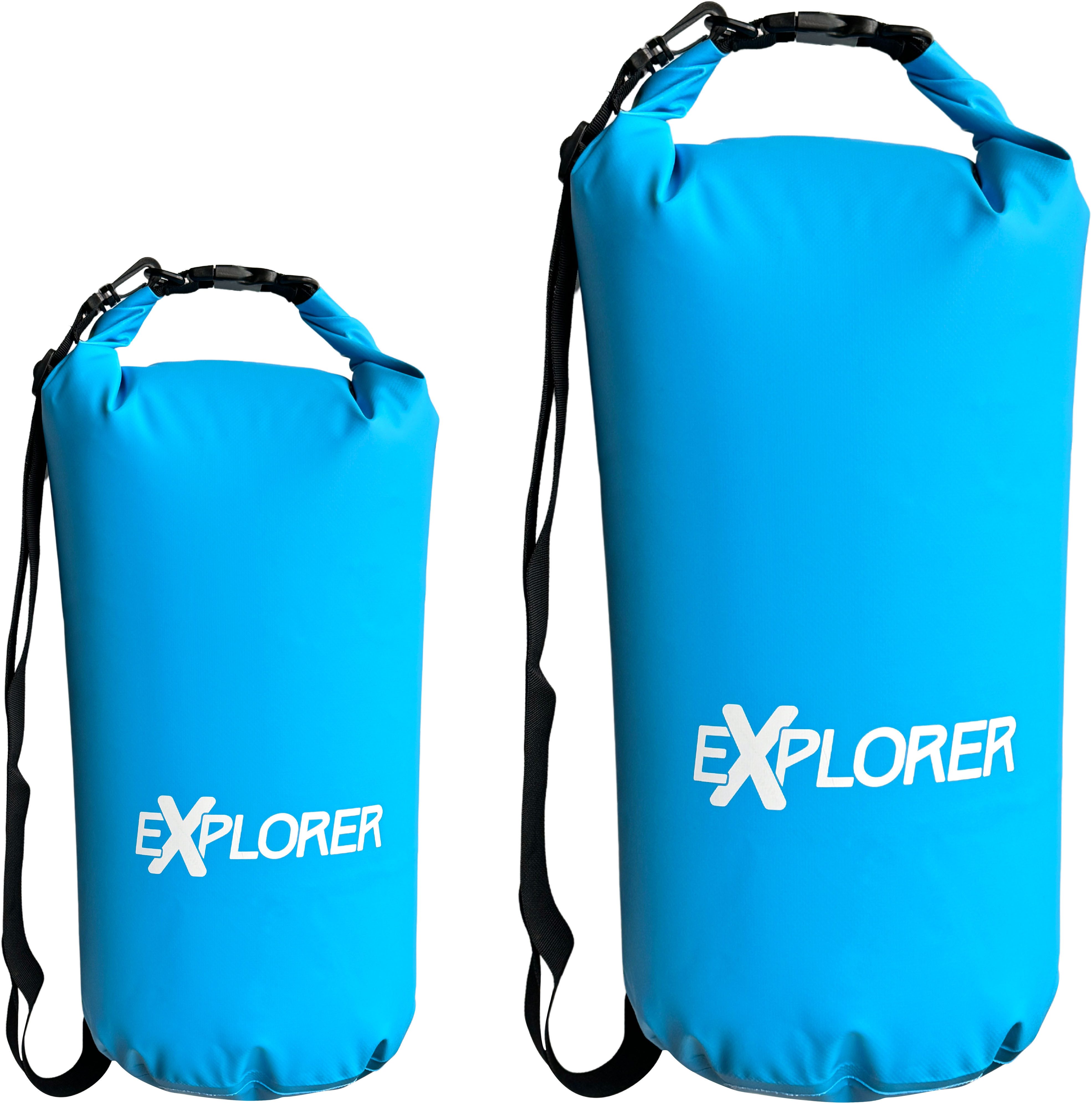 EXPLORER Aufbewahrungstasche Packsack Rollsack 10 L / 20 L wasserdicht, mit Schultergurt (Packung), Rolltop Tasche für Sup Camping Kajak Wandern Angeln Bootfahren Rafting