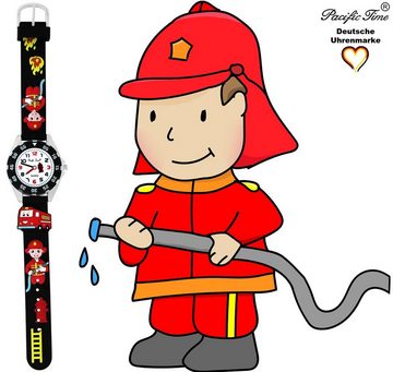 Pacific Time Quarzuhr Kinder Armbanduhr Feuerwehr Silikonarmband, Gratis Versand
