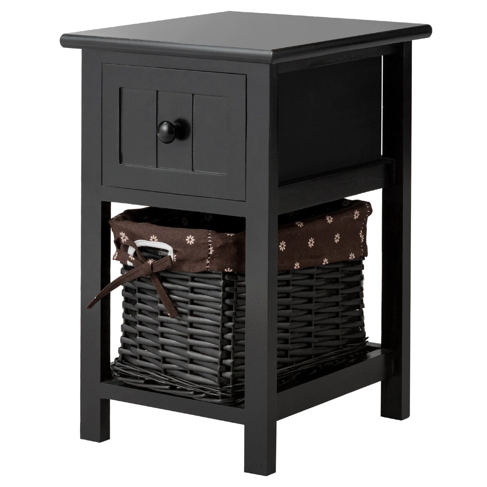 COSTWAY Nachttisch (1-St), mit abnehmbarem Korb & Schublade, Holz 28x31x45c günstig online kaufen