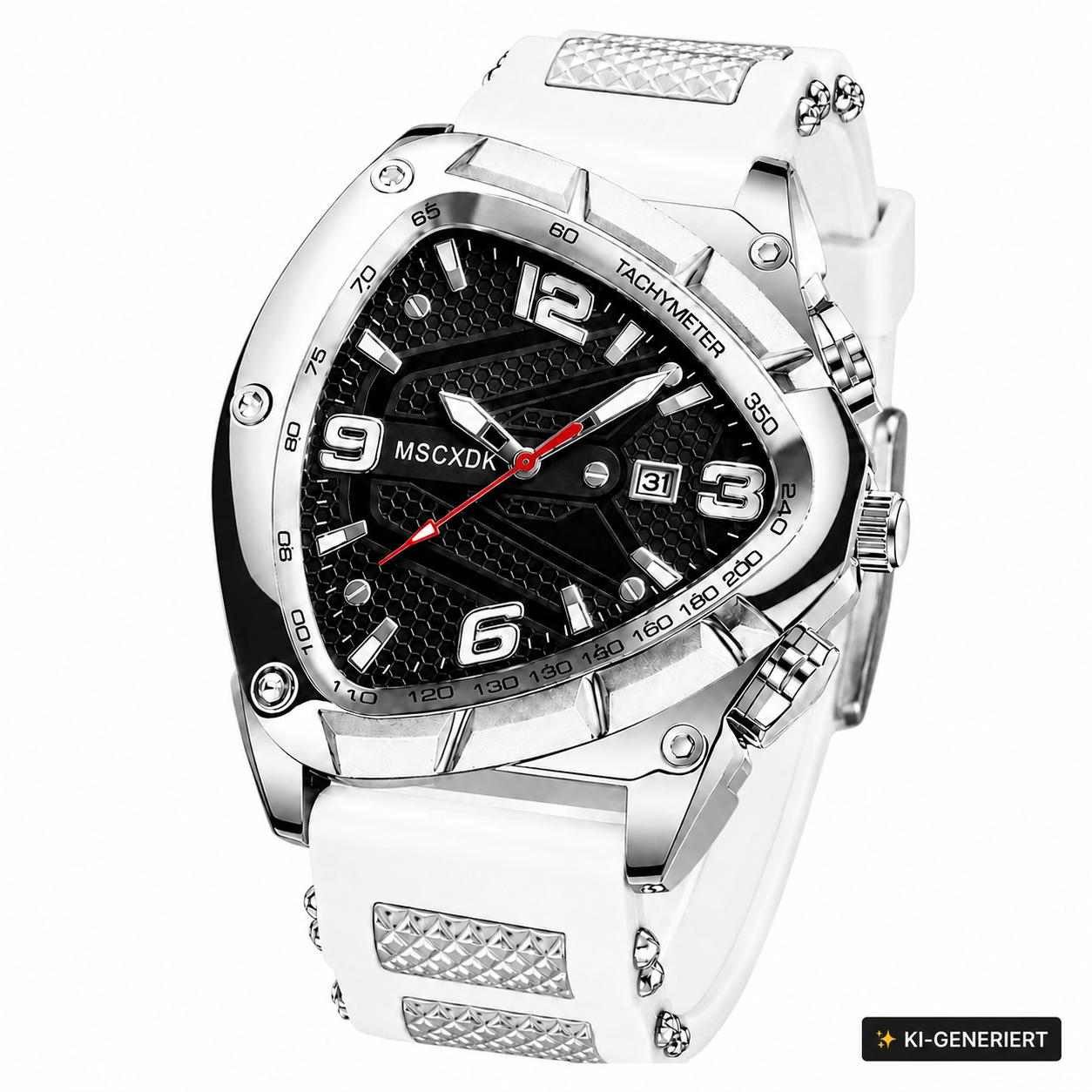 Taffstyle Quarzuhr Herren Armbanduhr 48 mm mit dreieckigem Gehäuse und Datumsanzeige, (Sportliche Quarzuhr für Herren mit Silikonarmband und Dreiecksform - Geschenke für Männer)