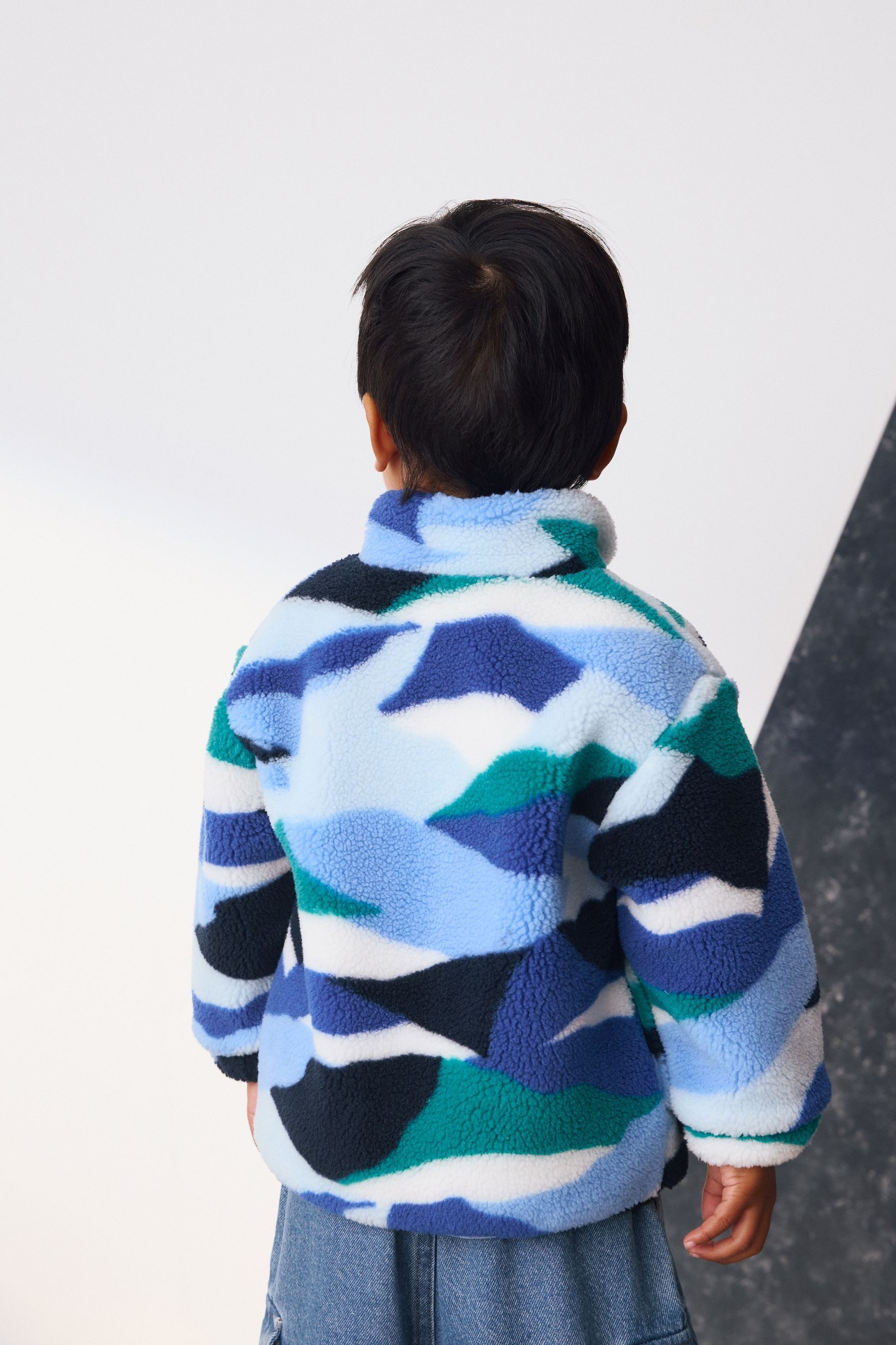 Next Kapuzenfleecejacke Gemusterte Fleecejacke mit Reißverschluss günstig online kaufen