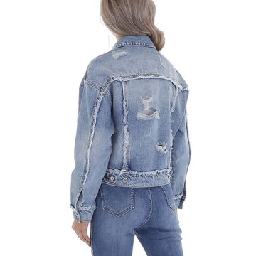 Ital-Design Jeansjacke Damen Freizeit Destroyed-Look Jeansjacke in Blau