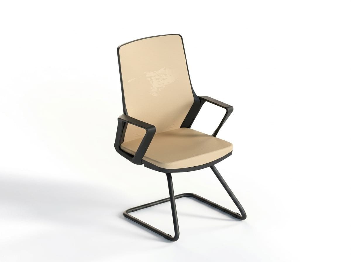 Xlmoebel Freischwinger Stuhl Beige Robust Metallgestell Modern Minimalistisch Konferenzstuhl