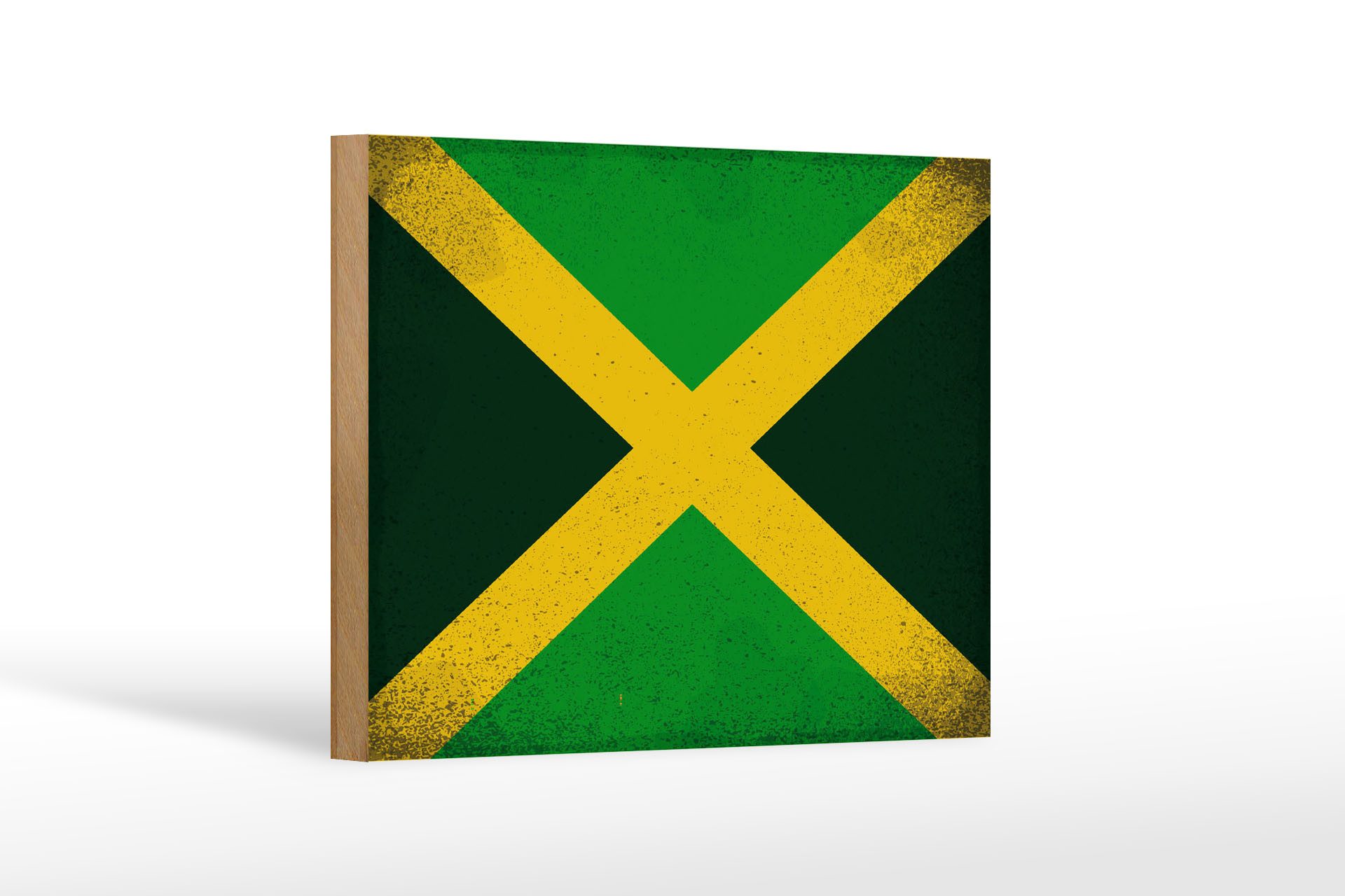 Femer GmbH Holzbild Flagge Jamaika 18x12 cm Flag of Jamaica Vintage, Flaggen (1 St), Glatte Holzfaserplatte (MDF), vorn beschichtet