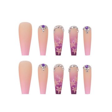 YRIIOMO Kunstfingernägel Tragbare Maniküre-Aufkleber mit Farbverlauf, lila, abnehmbare, exquisite Nagelaufkleber