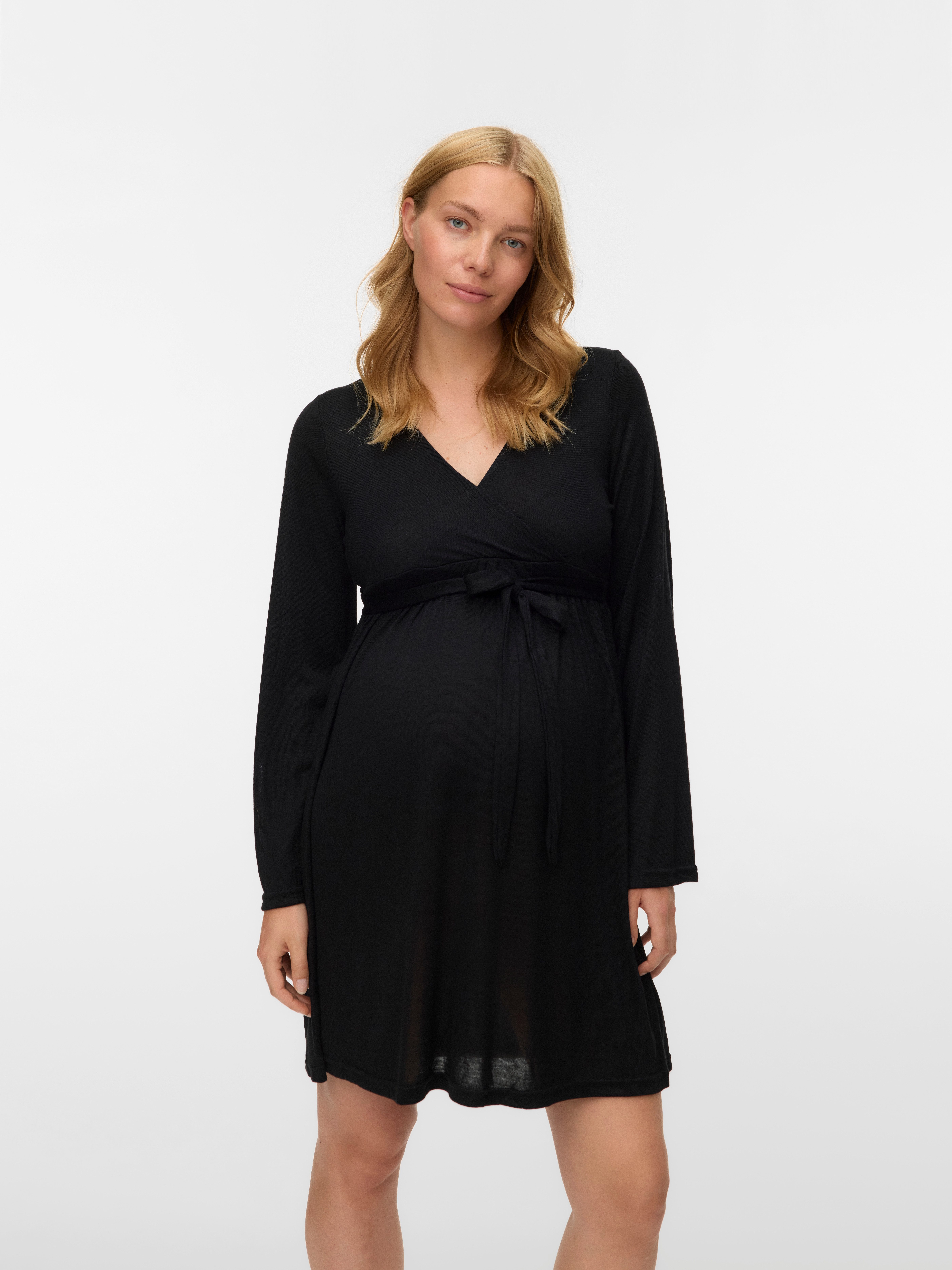 Mamalicious Umstandskleid MLMAEVE TESS LS JRS DRESS 2F NOOS Stilllage unter einem Wickeleffekt