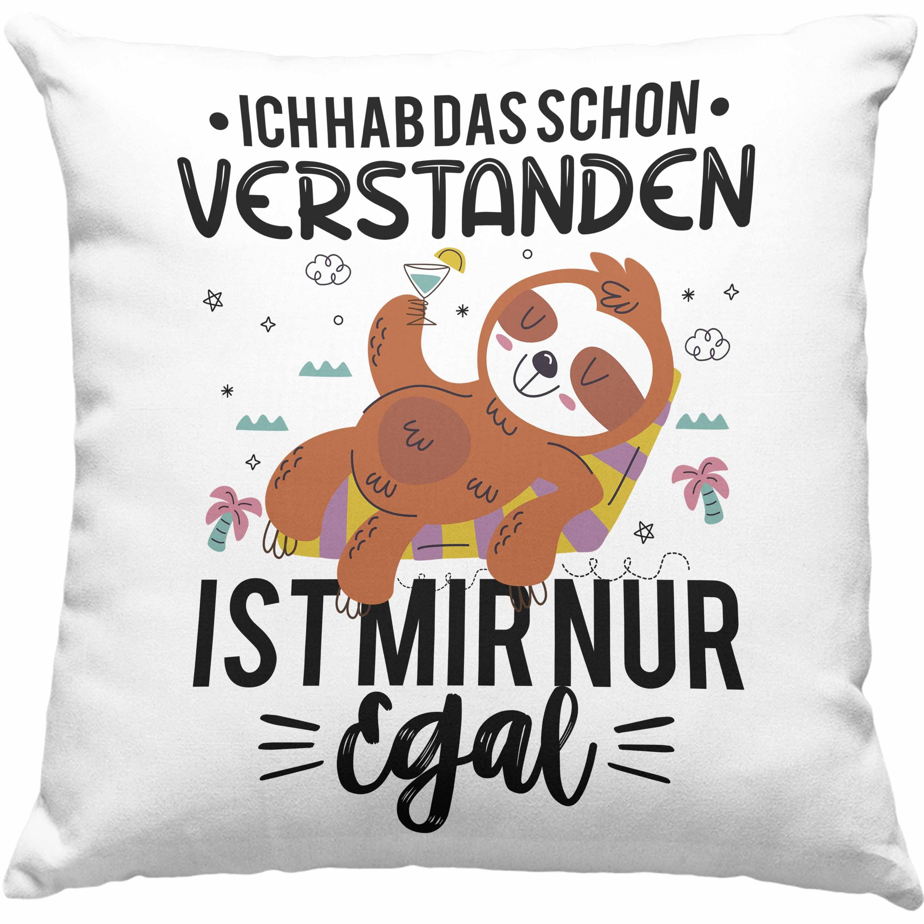 Trendation Dekokissen Trendation - Ich Hab Das Schon Verstanden Ist Mir Nur Egal Kissen Lustiger Spruch Faultier Frauen Geschenkidee Dekokissen mit Füllung 40x40 Grau