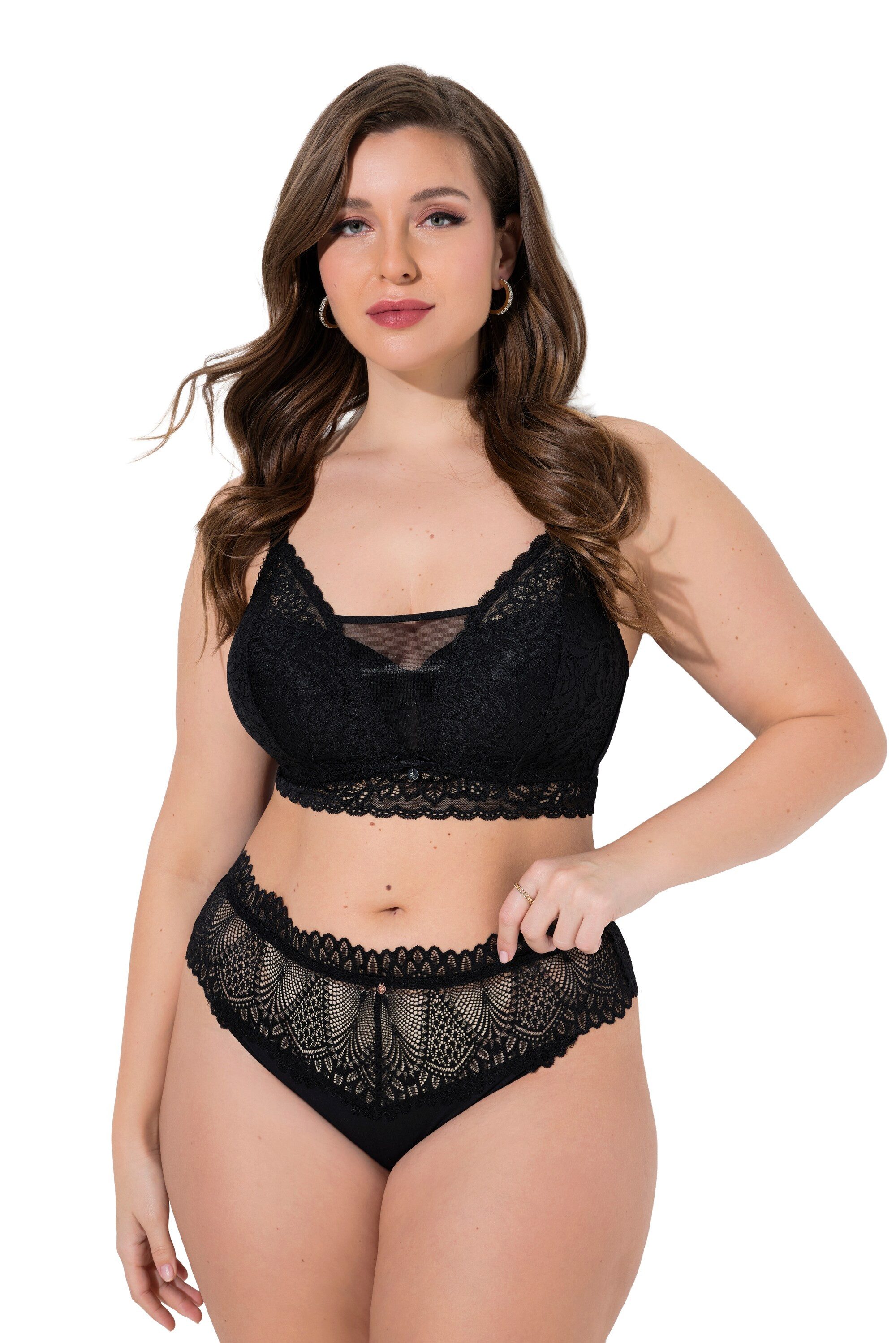 Ulla Popken Slip TruYou Strings 3er-Pack Spitzenbund