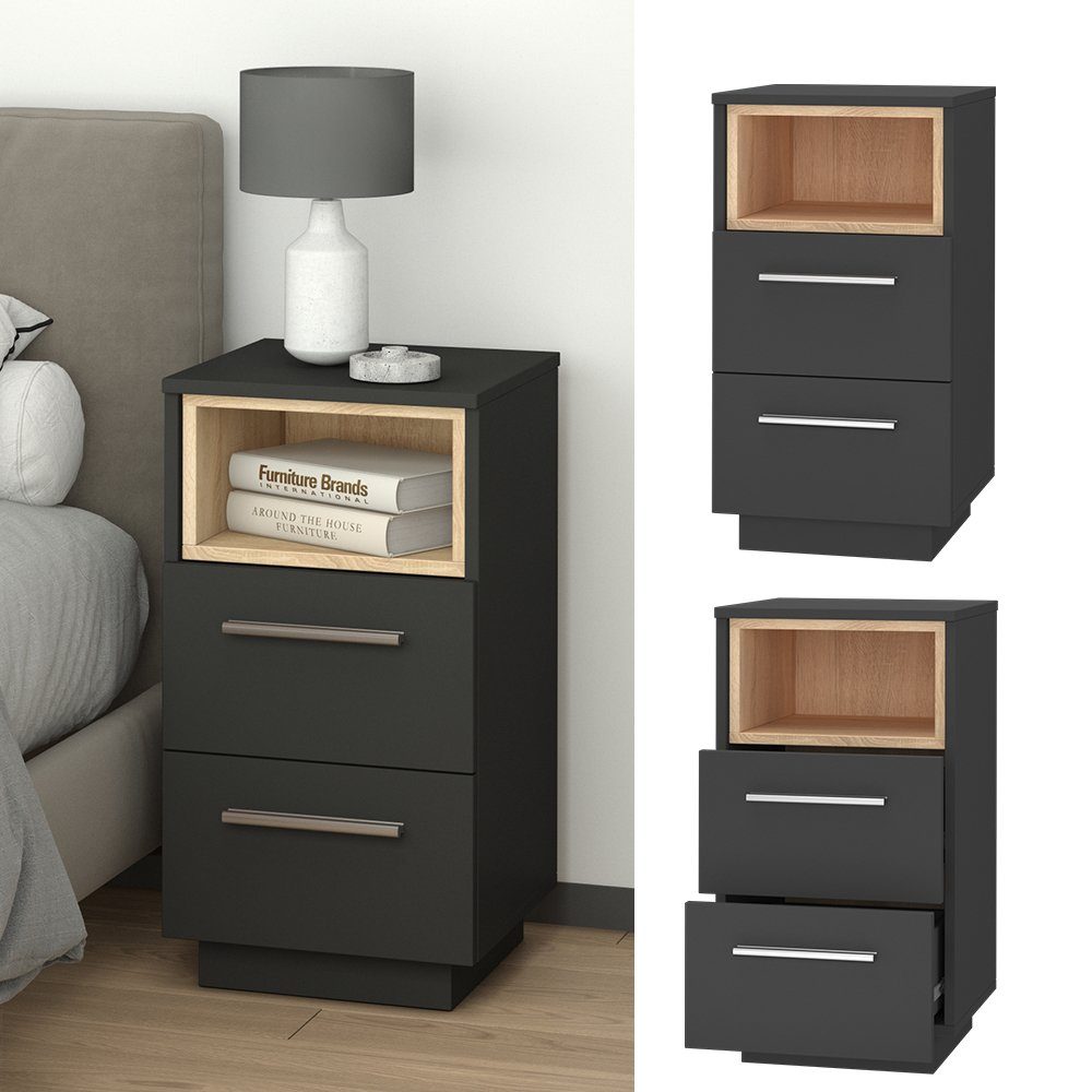 Vicco Nachtschrank Beatrice, Anthrazit/Sonoma, 36 x günstig online kaufen