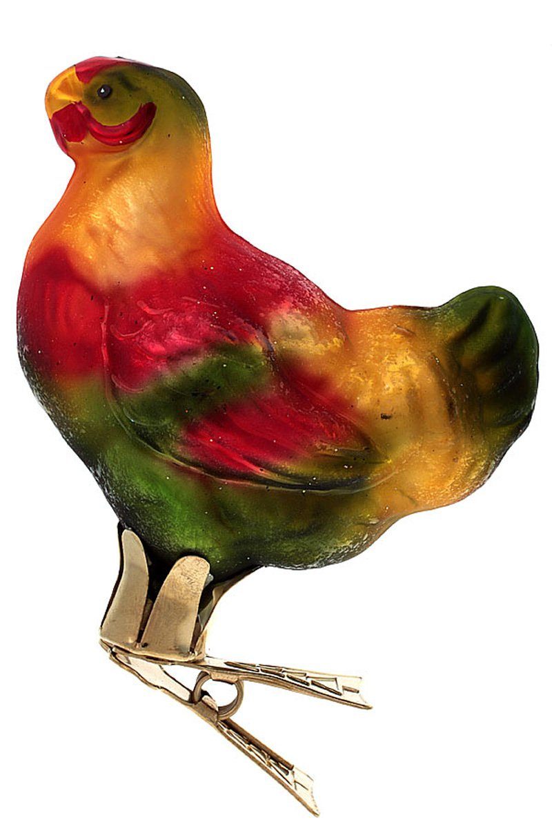 Hamburger Weihnachtskontor Christbaumschmuck bunt, mundgeblasen Henne - - Vogel handdekoriert Dekohänger