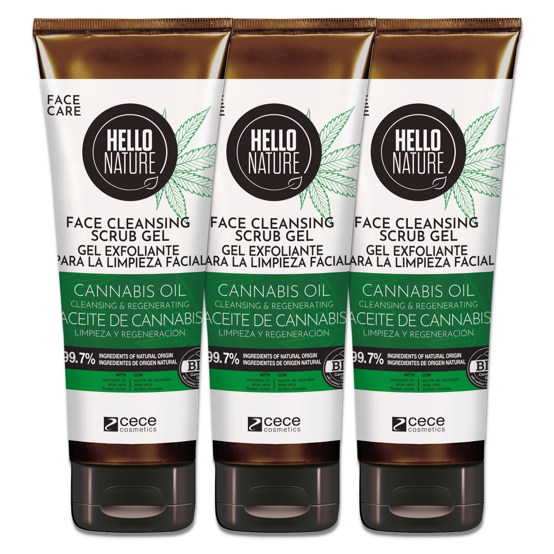 Hello Nature Gesichtspeeling Gesichtsreinigung Gesichtspflege Hanföl Bio Vegan Hello Nature, 3-tlg., Gesichtspflege, Gesichtspeeling, Peeling, Hello Nature