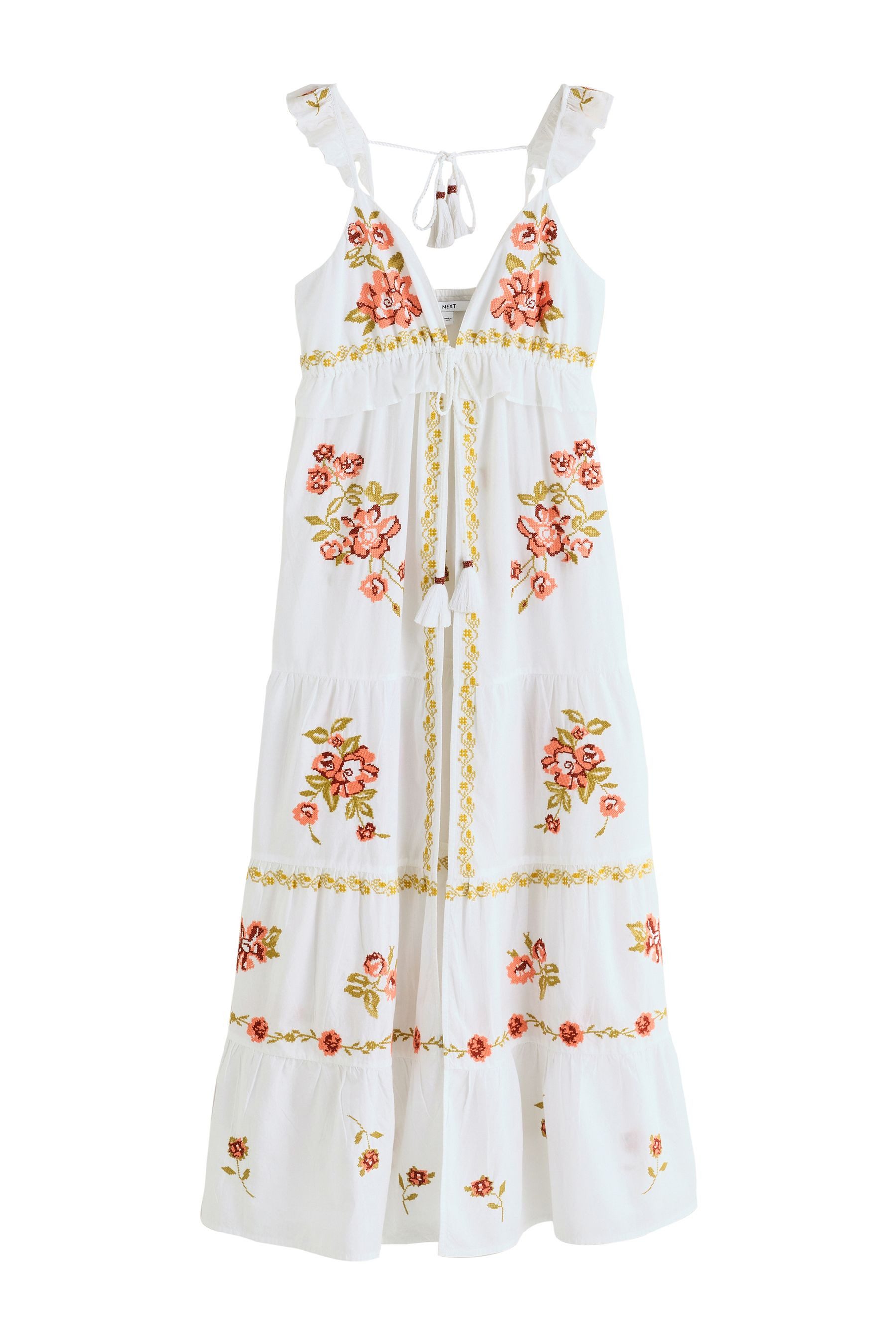 Next Strandkleid Bestickter Strand-Cover-up mit Bindedetail vorne (1-tlg)