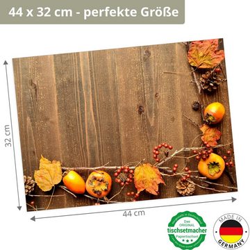 Platzset, Tischsets I Platzsets - Herbst - Beeren & Laub, Tischsetmacher, (aus Naturpapier in Aufbewahrungsmappe, 44 x 32 cm / braun), Made in Germany