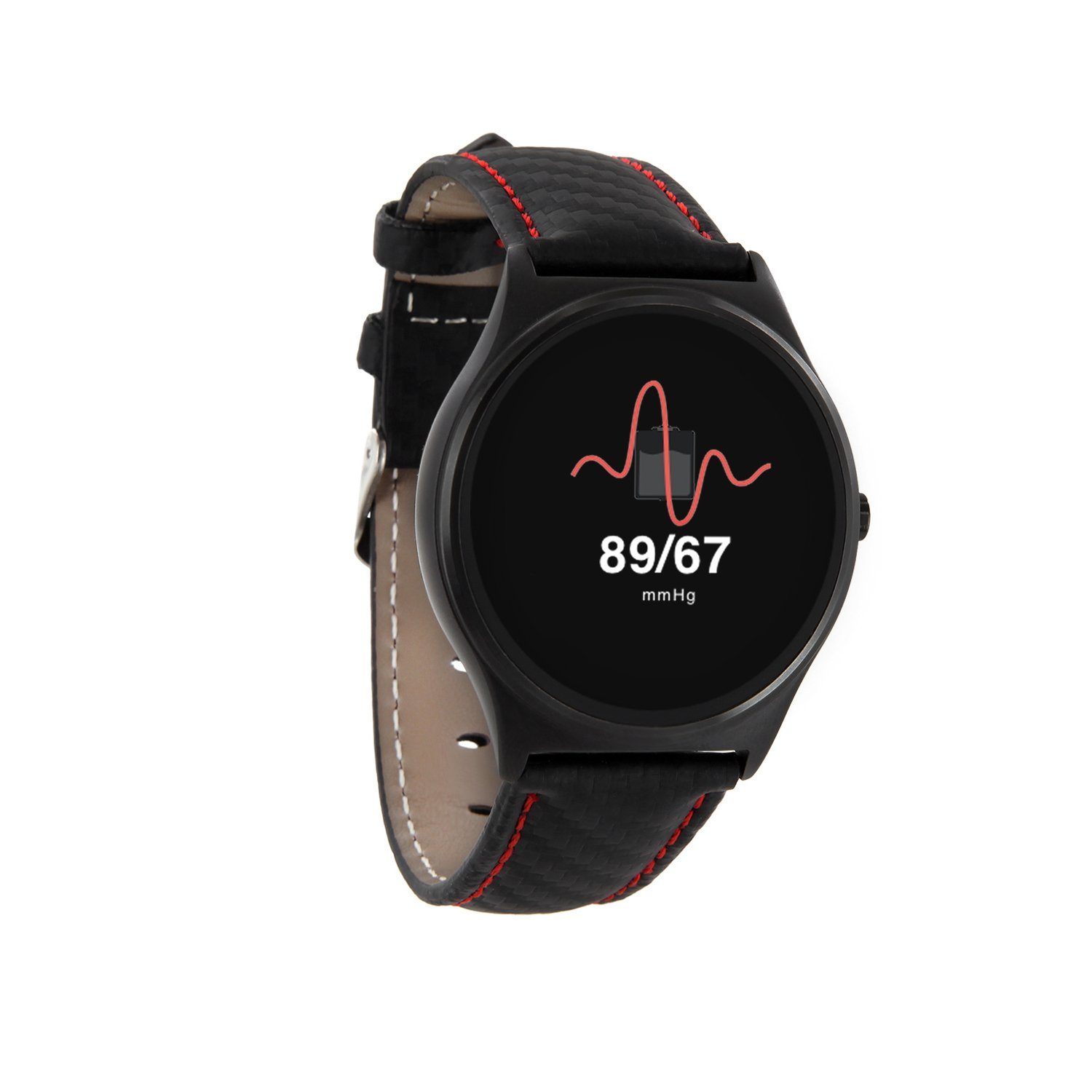 X-Watch QIN XW PRO (1,22 CARBON Blutdruck, BLACK Sportmodi, Smartwatch Schlaf, RED Kalorien Smartwatch 21 iphone Schritte, Puls, Zoll)