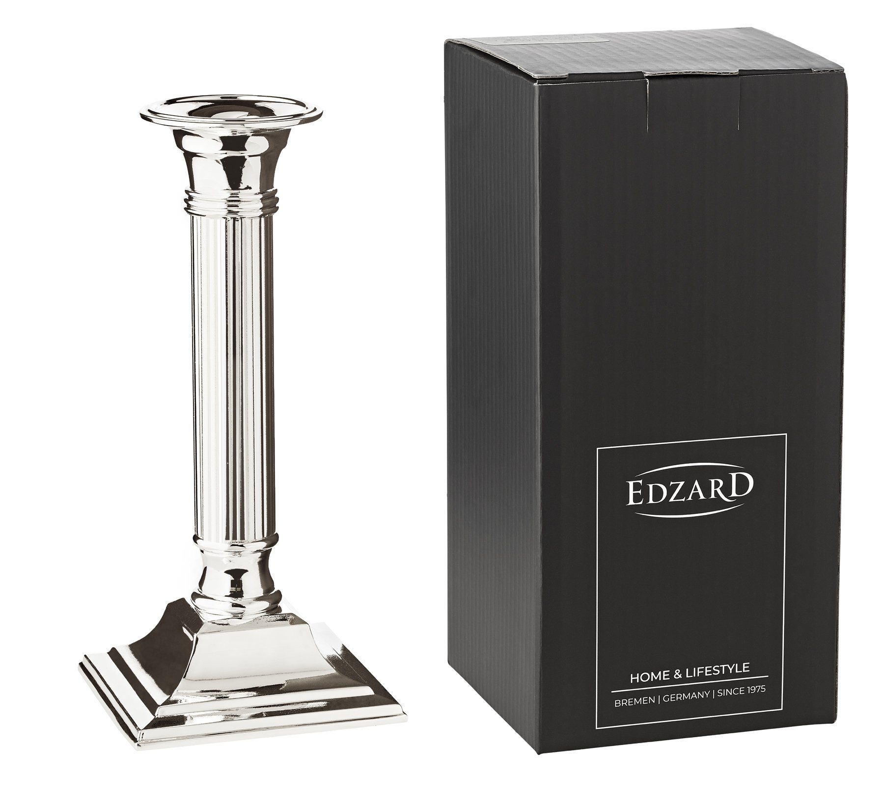 EDZARD Kerzenhalter Lincoln, Silber-Optik, kanneliert, edel versilbert, anlaufgeschützt, H 19 cm