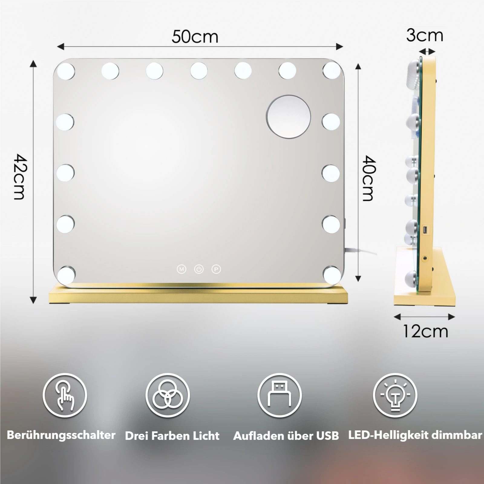 TLGREEN Schminkspiegel mit beleuchtung,50x40/58x46/80x60 Spiegel, (50x40cm, günstig online kaufen