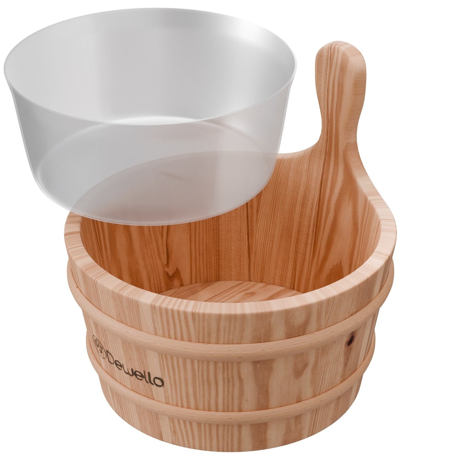 Dewello Sauna-Aufgussset Sauna Zubehör Set (Komplett-Set, 4-tlg., Fassungsvermögen ca. 4 Liter) Inkl. hitzebeständigen Kunststoffeinsatz (Durchmesser ca. 22cm)