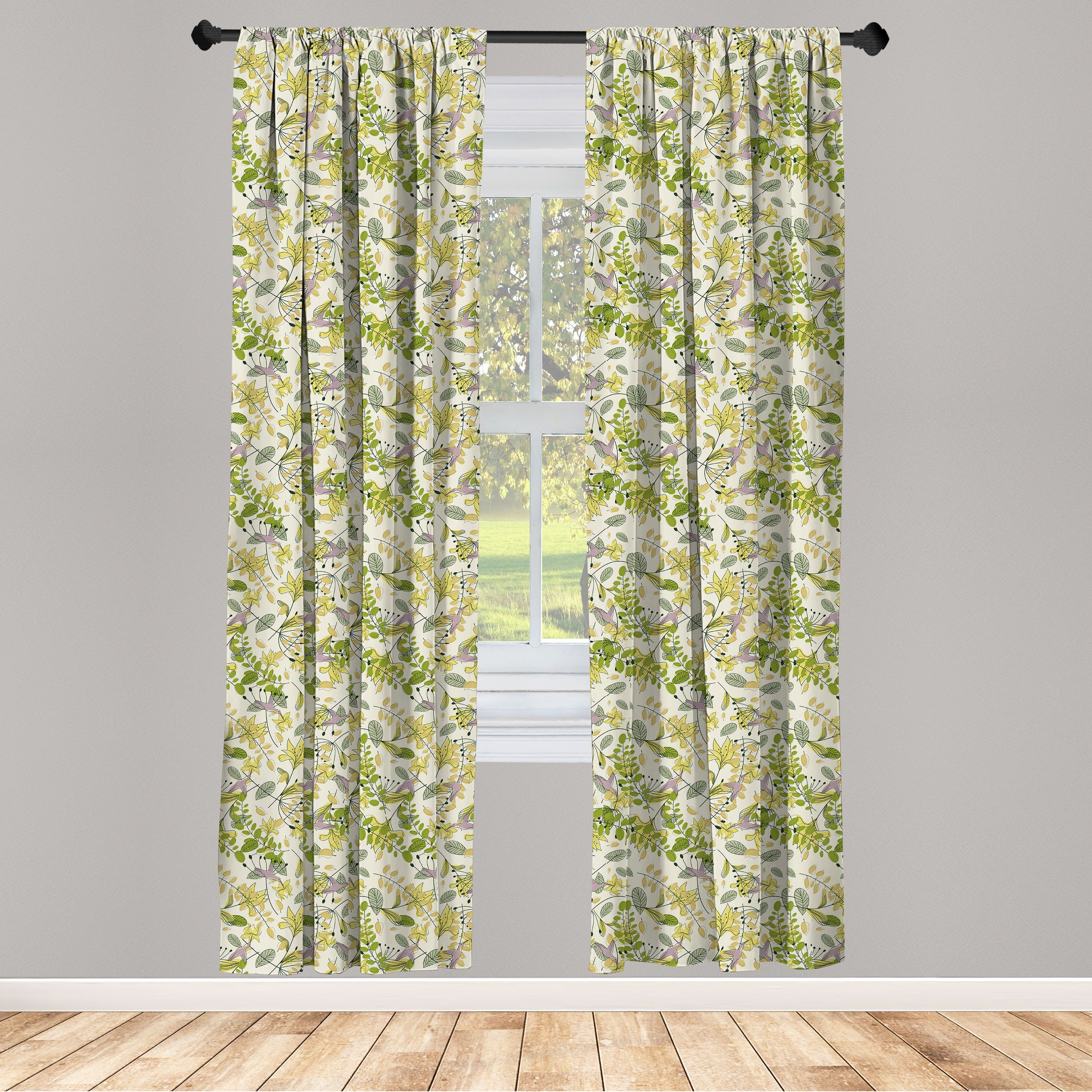 Gardine Vorhang für Wohnzimmer Schlafzimmer Dekor, Abakuhaus, Microfaser, Abstrakt Garten Pflanzen Floral Theme