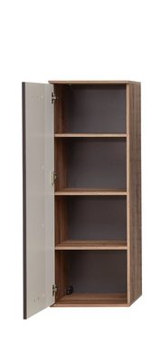 möbelando Hängeschrank Lydias Moderner Hängeschrank, Korpus aus Spanplatte in Flagstaff Oak Umbra Nachbildung, Front aus MDF in Cosmos Grey supermatt, Absetzung Leistenoptik in Flagstaff Oak Umbra Nachbildung mit 1 Holztür, 1 Konstruktionsboden und 2 Holzeinlegeböden. Breite 45 cm, Höhe 129 cm, Tiefe 38 cm