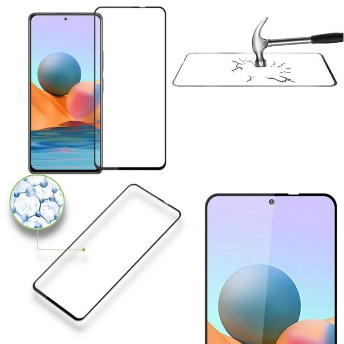 Wigento Handyhülle Für Xiaomi Redmi Note 10 Pro 2x 3D Premium 0 3 mm H9 Hart Glas Schwarz Folie Schutz Hülle Neu