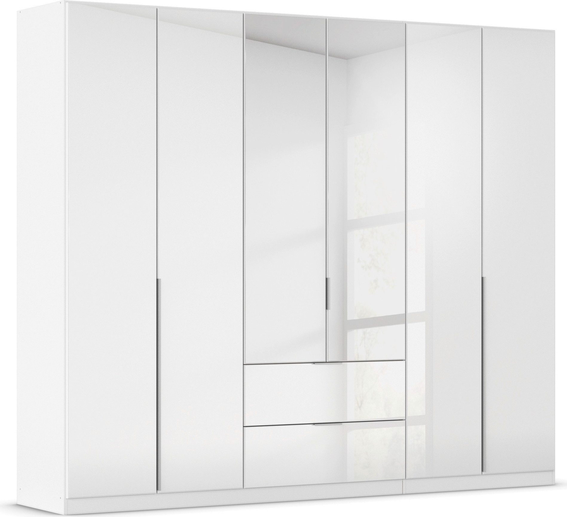 OTTO home Drehtürenschrank Kleiderschrank Kleiderschränke Schrank Garderobe AGORDO mit Glasfront (in zwei Griff-Farben, Breiten 91-360 cm) mit Außenschubkästen, in 7 Breiten und 2 Höhen MADE IN GERMANY