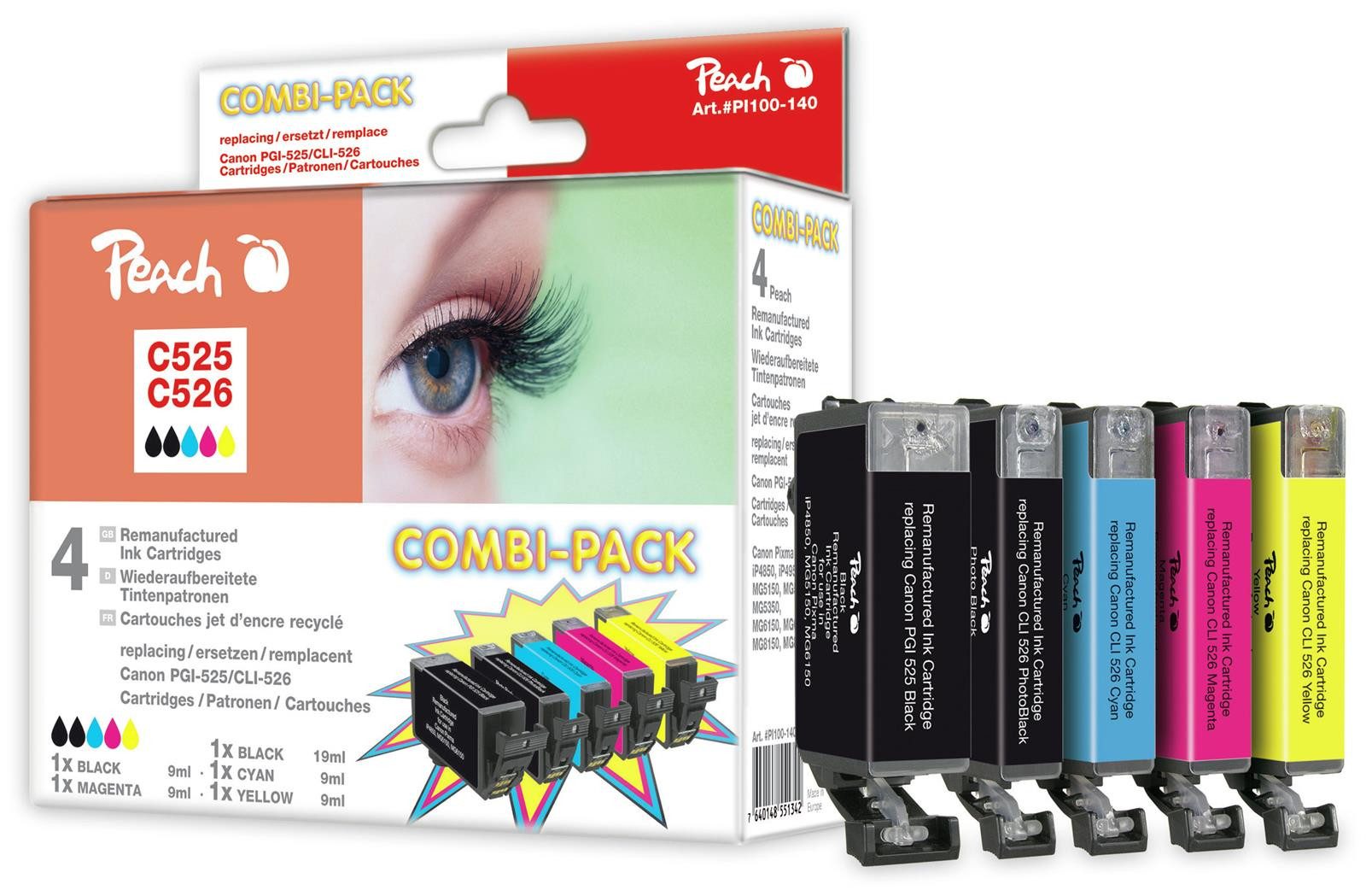 Peach Peach PI100-140 Peach Patrone Canon PGI-525/CLI-526 MultiPack Tintenpatrone