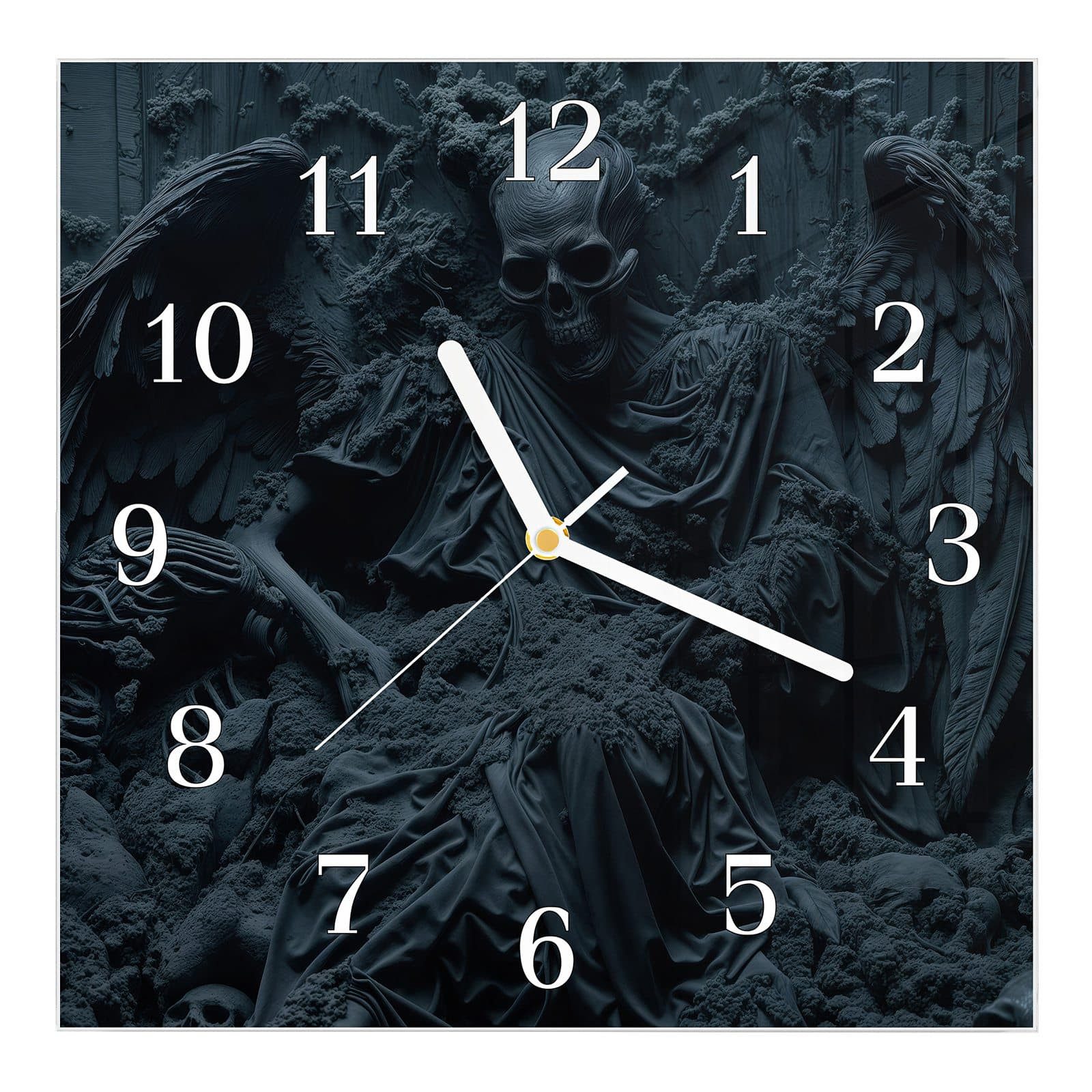 Wanduhr Glasuhr Wanduhr Wandkunst Größe 30 x 30 cm mit Motiv Skeletthüter