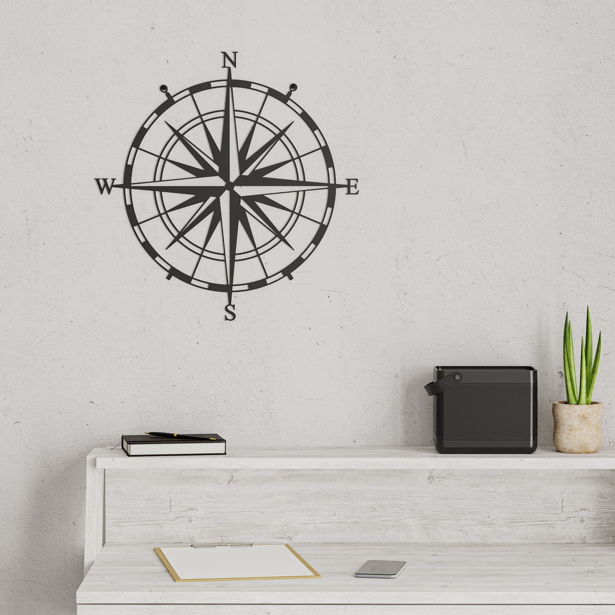 Decortie Wanddekoobjekt Decortie Metall Nr:23 COMPASS 45 x 45 x 1.5, Wanddekoration aus Metall
