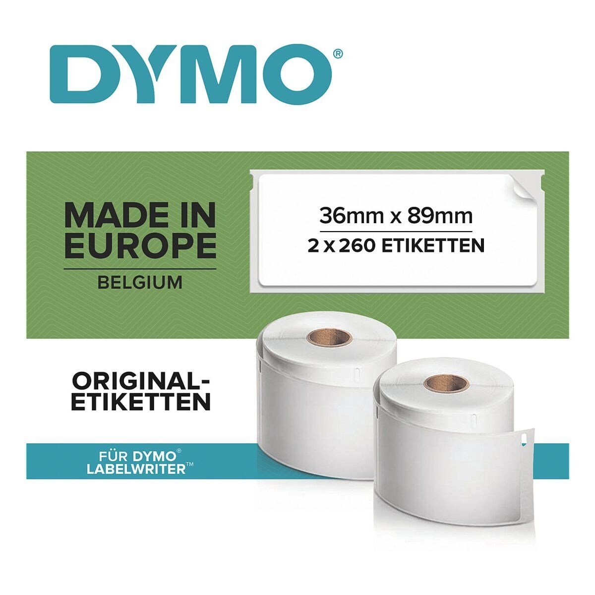 DYMO Thermorolle S0722400, 520 Adress-Etiketten, B/L: 89/36 mm
