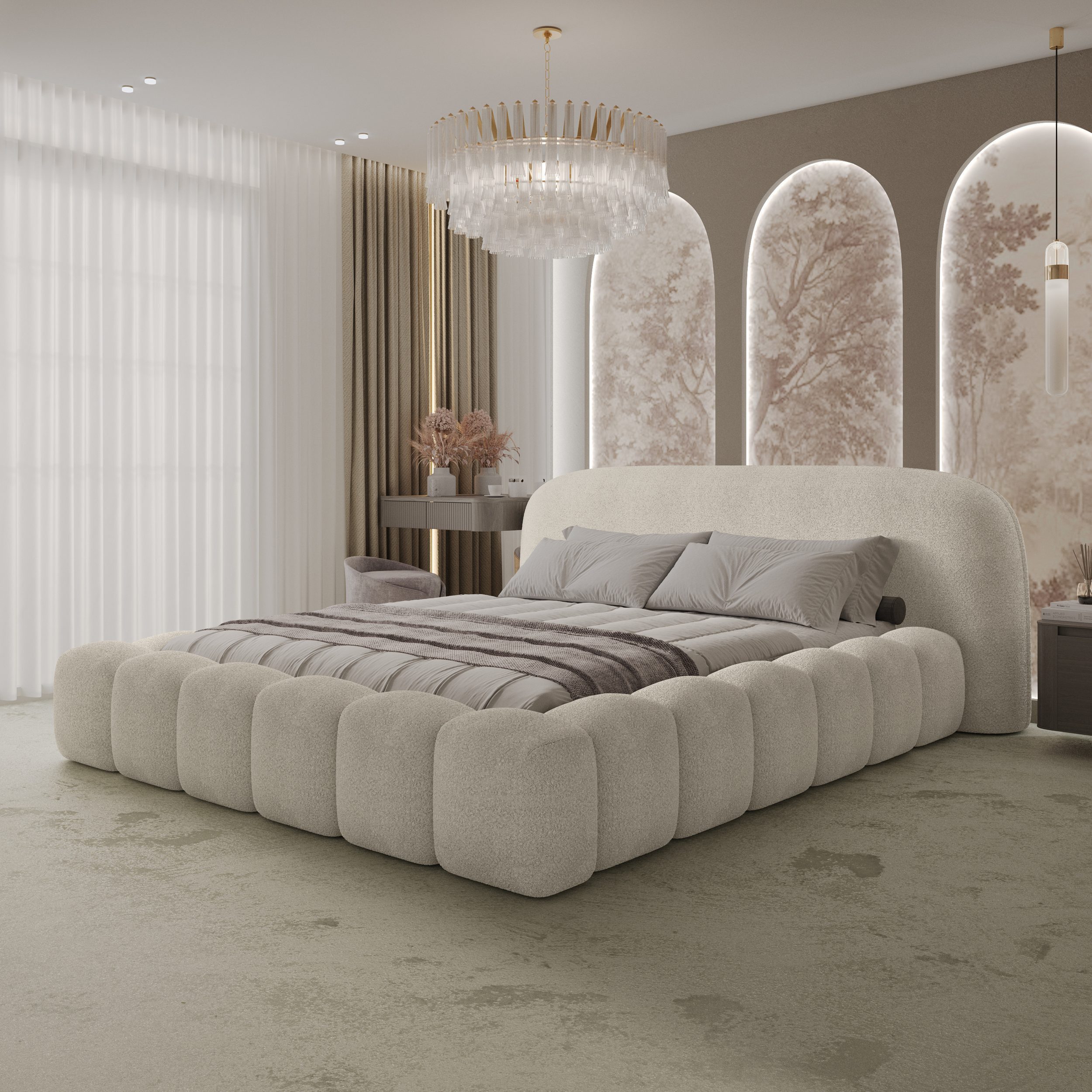 thematys Polsterbett mit Bettkasten, CLOUD 140x200 160x200 180x200 200x200cm (Kopfteil in Oversize, Familienbett XXL) – Bild 4 von 5
