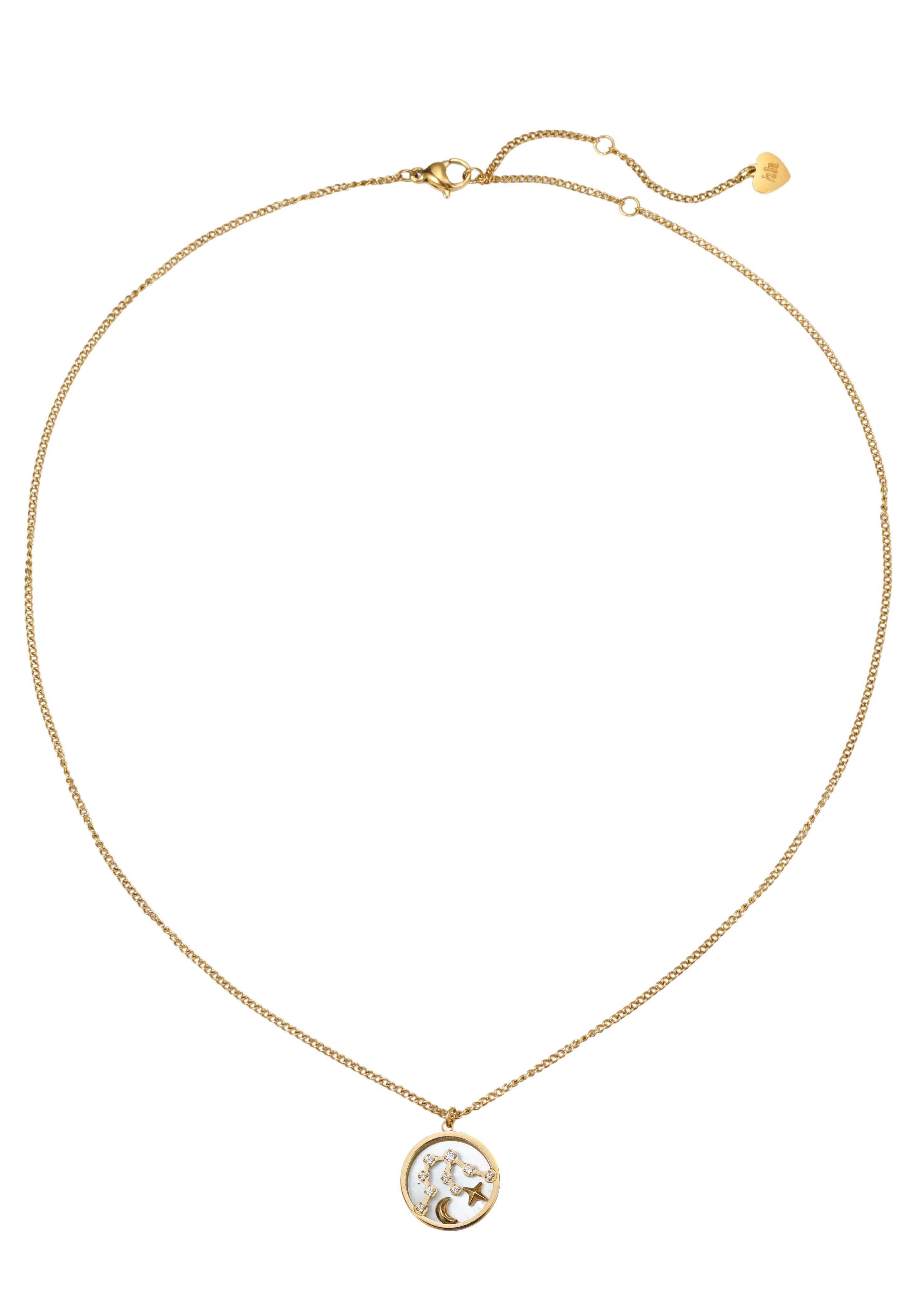 Hey Happiness Kette mit Anhänger Sternzeichen, Astro Plättchen, Horoskop Kette Sternbild mit Tierkreis Zeichen, wasserfest