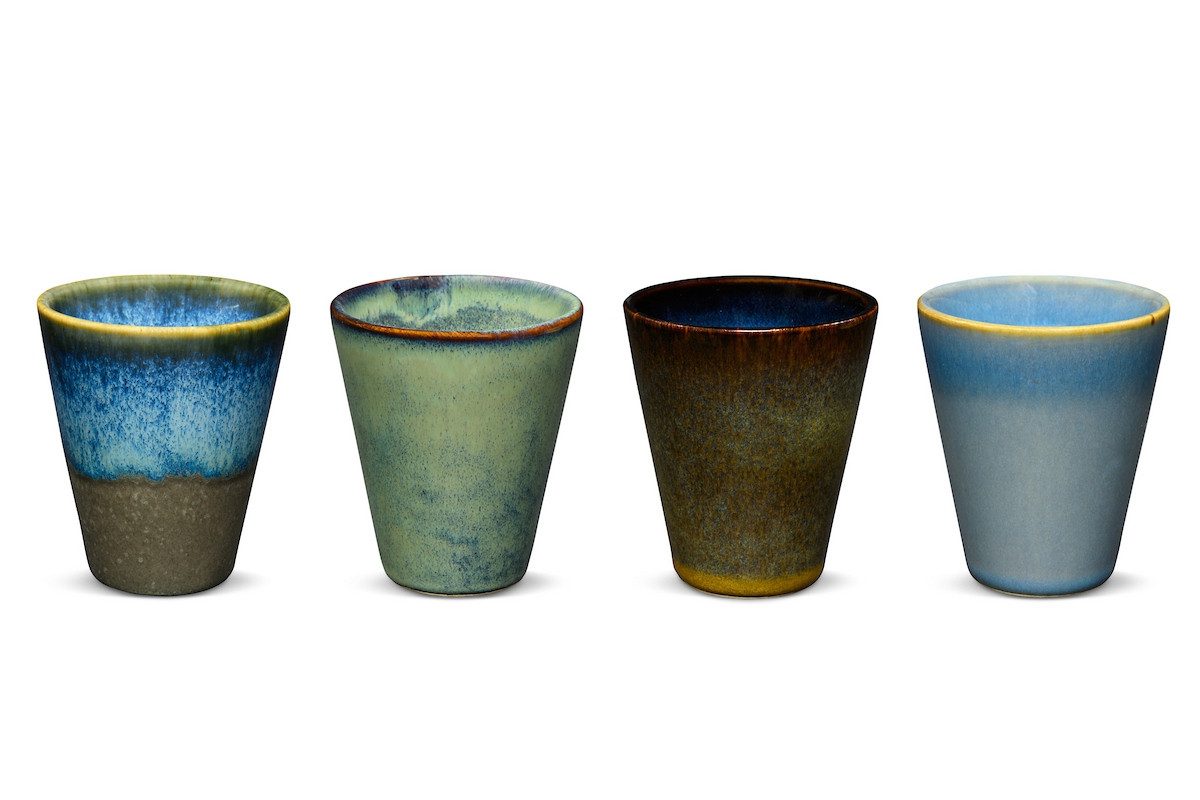 MAOCI teaware for your life Tasse Luis Teebecher Steingut 4er Set - 0,1 L - ohne Henkel, 1-tlg., 4er Set