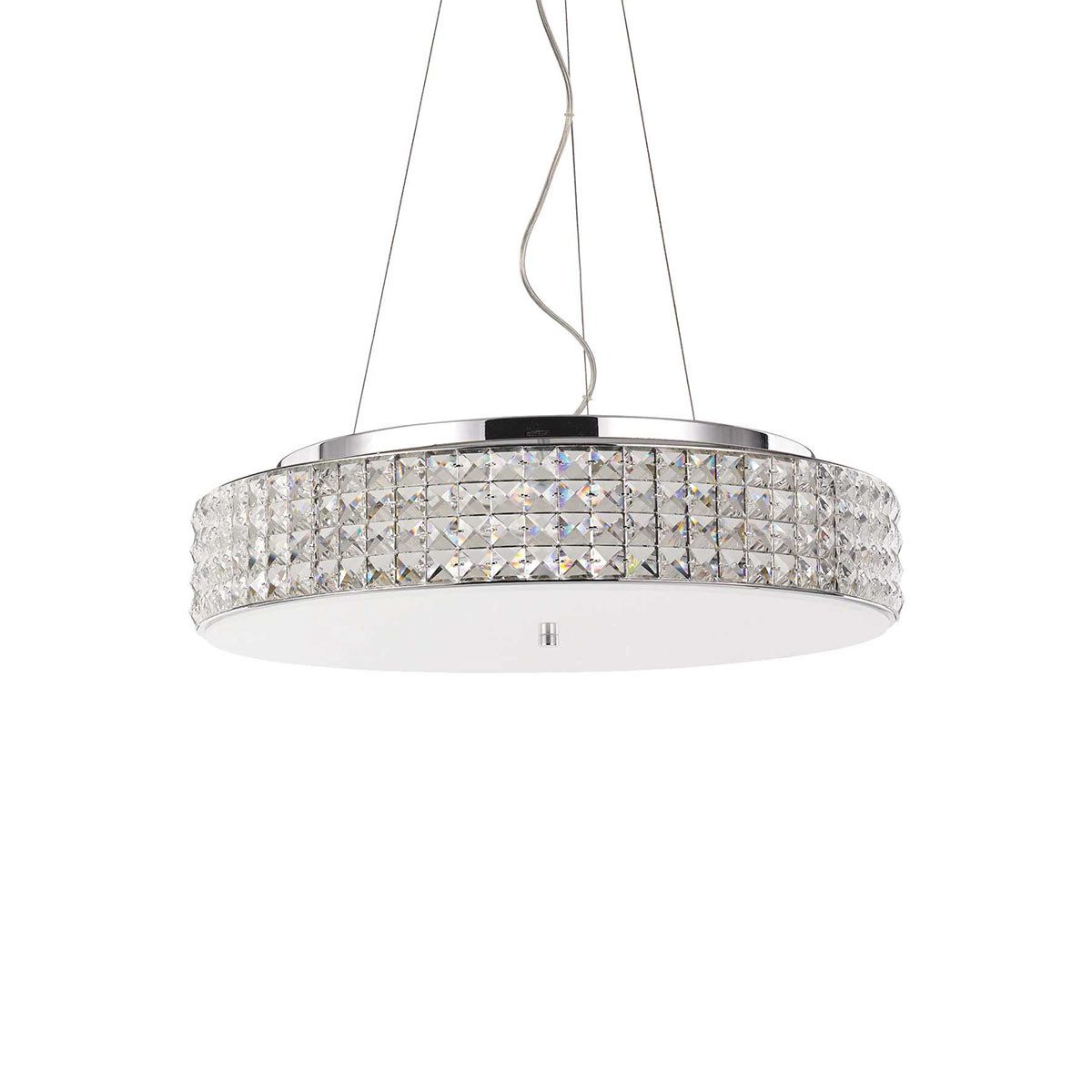 Ideal Lux Pendelleuchte Roma SP9 Pendelleuchte Chrom Kristallglas, Ø: 50 cm, LED wechselbar, Hängeleuchte