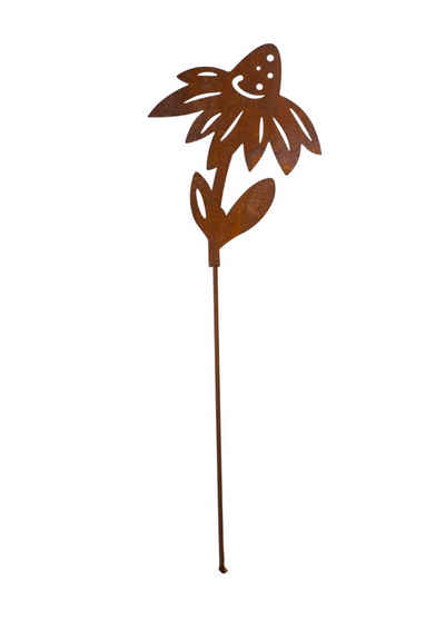Dewoga Edelrost-Metalldesign Gartenstecker Gartenstecker Echinacea - Edelrost (1, Beetstecker)