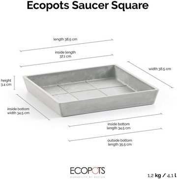 ECOPOTS Topfuntersetzer Quadratisch 45 Weißgrau, Zubehör für Ecopots Pflanzgefäße, für innen und außen: frostsicher, bruchsicher und lichtbeständig
