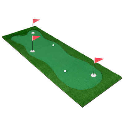 COSTWAY Puttingmatte, 300 x 100cm Golfmatte mit 3 Löcher