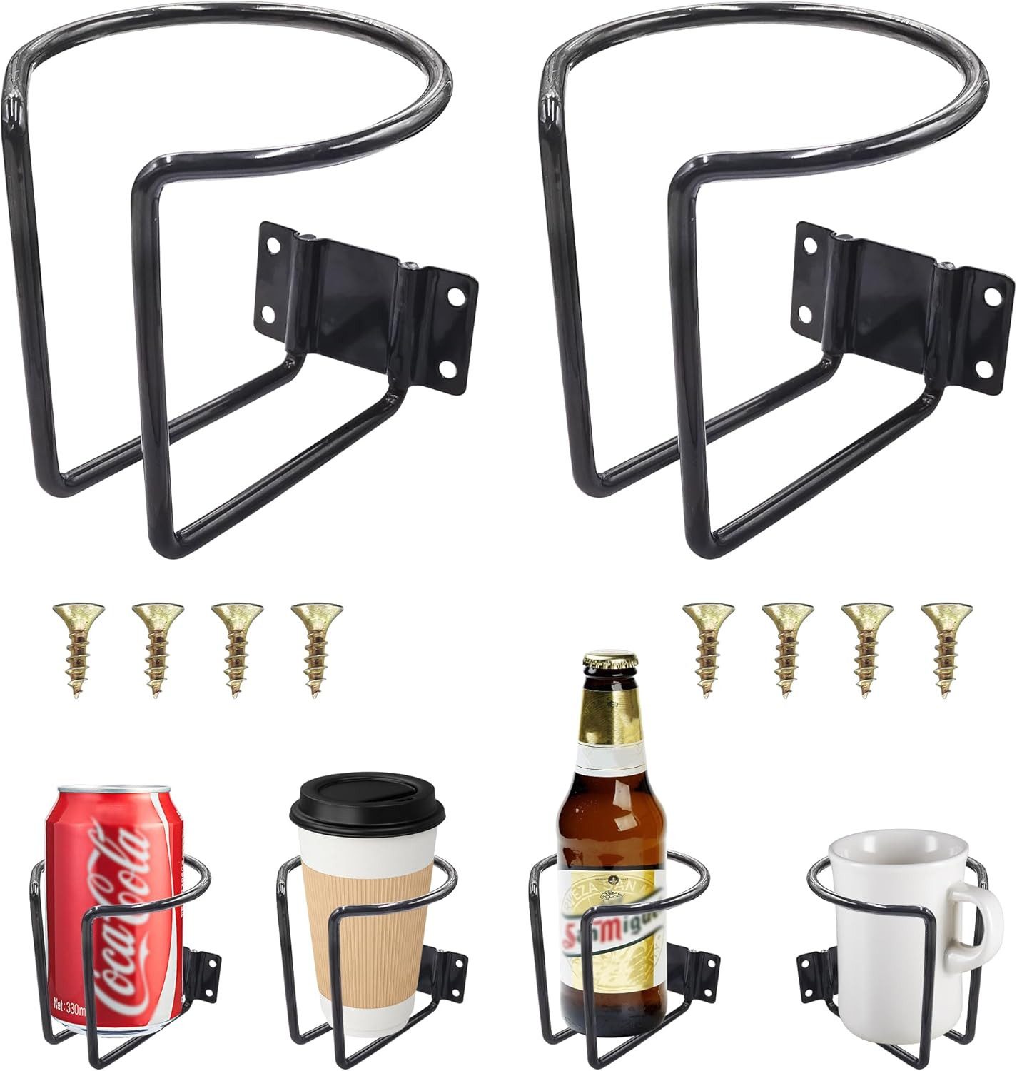 FELIXLEO Becherhalter Ring Getränkehalter Edelstahl Universal für Marine RV 4Stücke