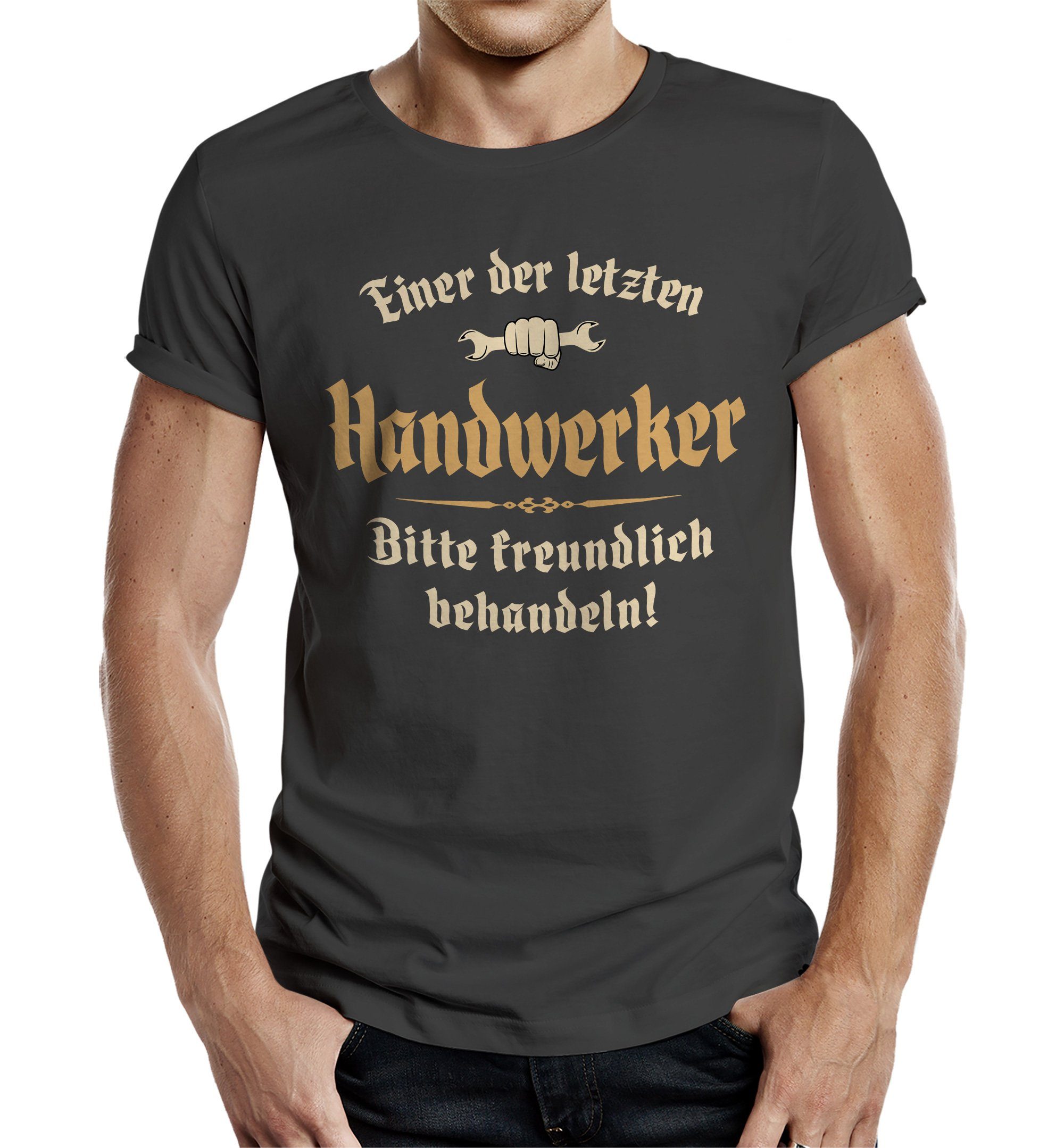 RAHMENLOS® T-Shirt für Handwerker: Bitte freundlich günstig online kaufen