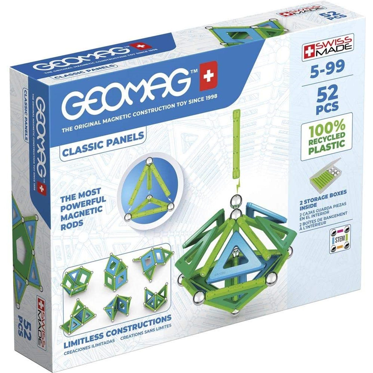 Geomag™ 471 CLASSIC PANELS 471 GREEN Line - 52pcs Magnetspielbausteine